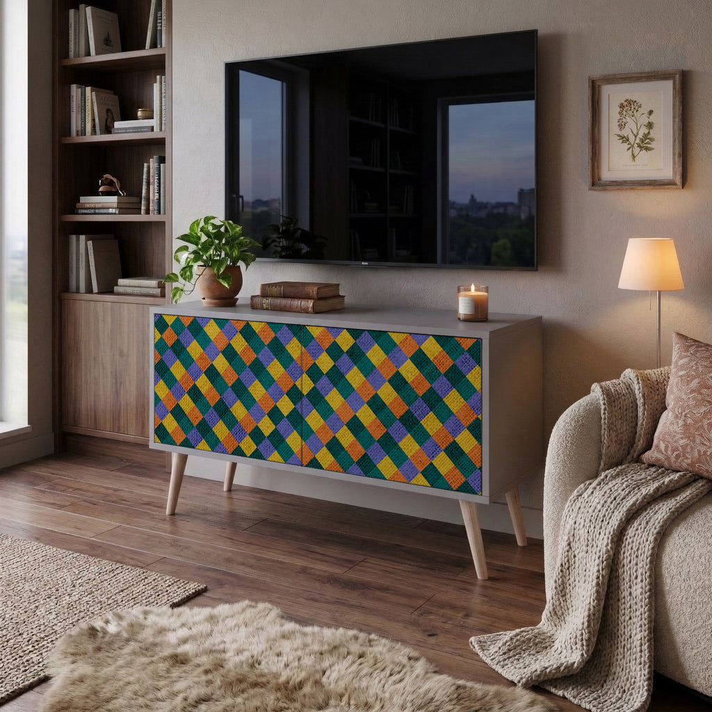 PAINTED SQUARES MIX Mueble de TV Compacto de 2 puertas