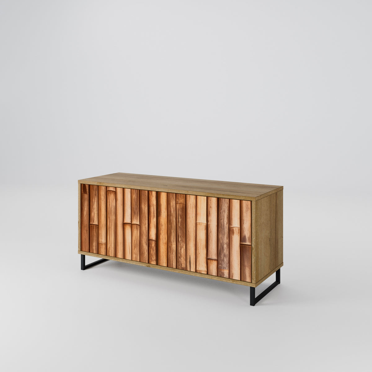 NATURAL WOOD Mueble de TV Compacto de 2 puertas