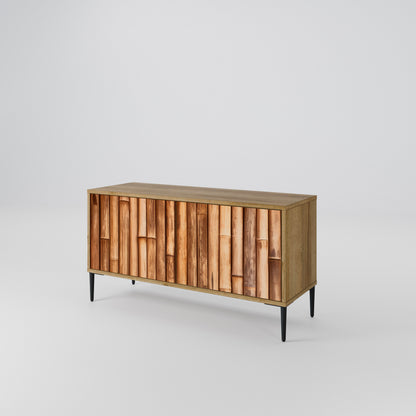NATURAL WOOD Mueble de TV Compacto de 2 puertas