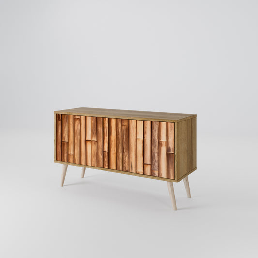 NATURAL WOOD Mueble de TV Compacto de 2 puertas