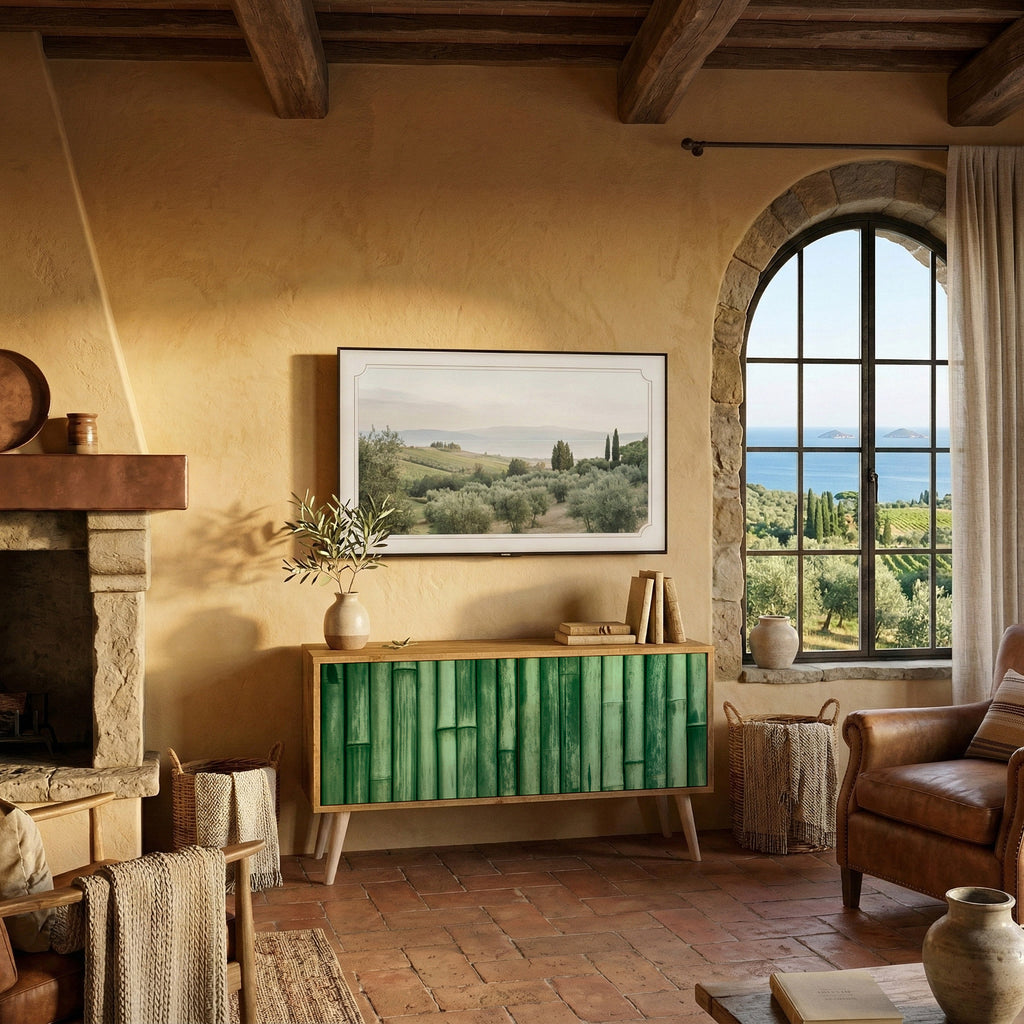 NATURAL GREEN Mueble de TV Compacto de 2 puertas