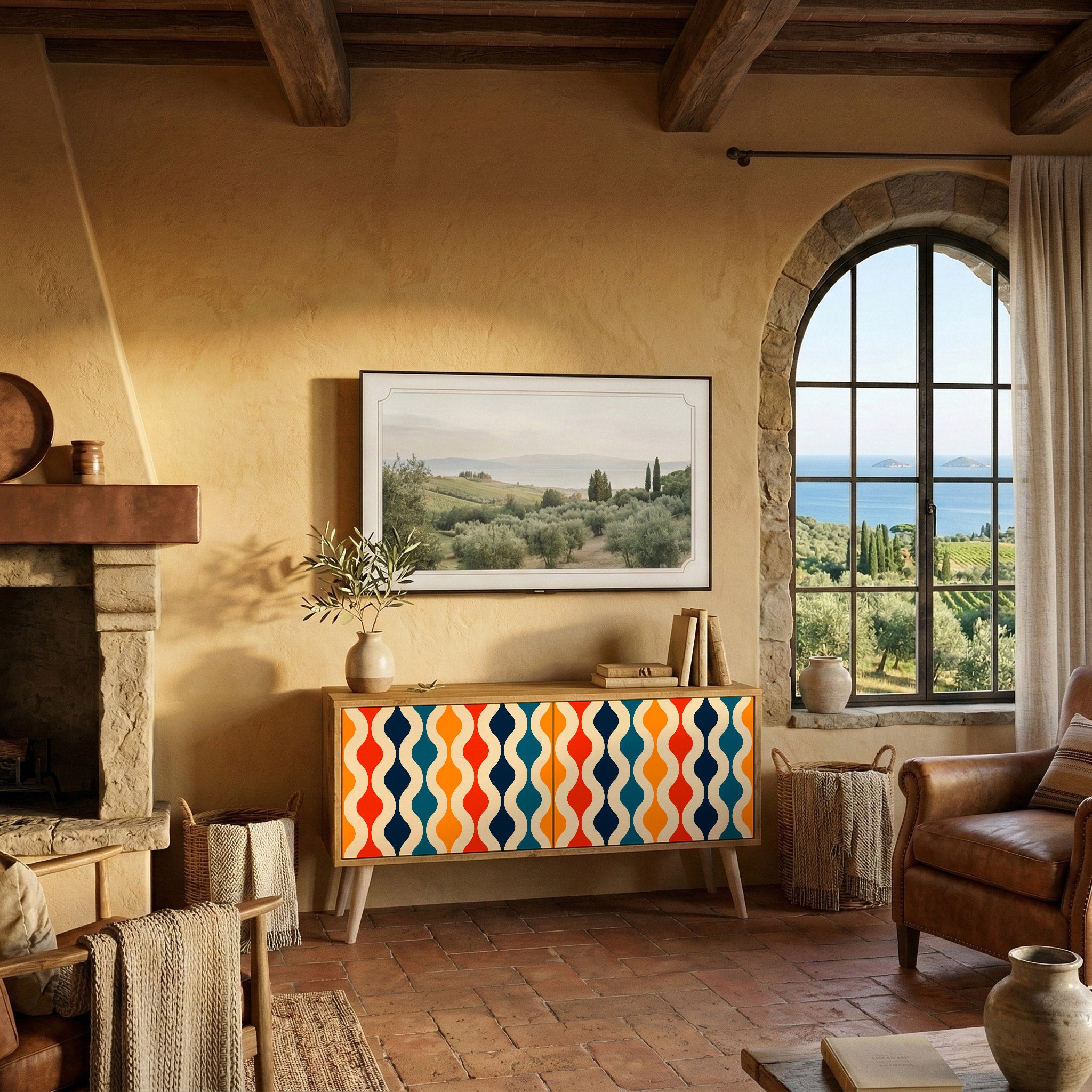 COLORFUL NOSTALGIA Compact 2-Door TV Cabinet