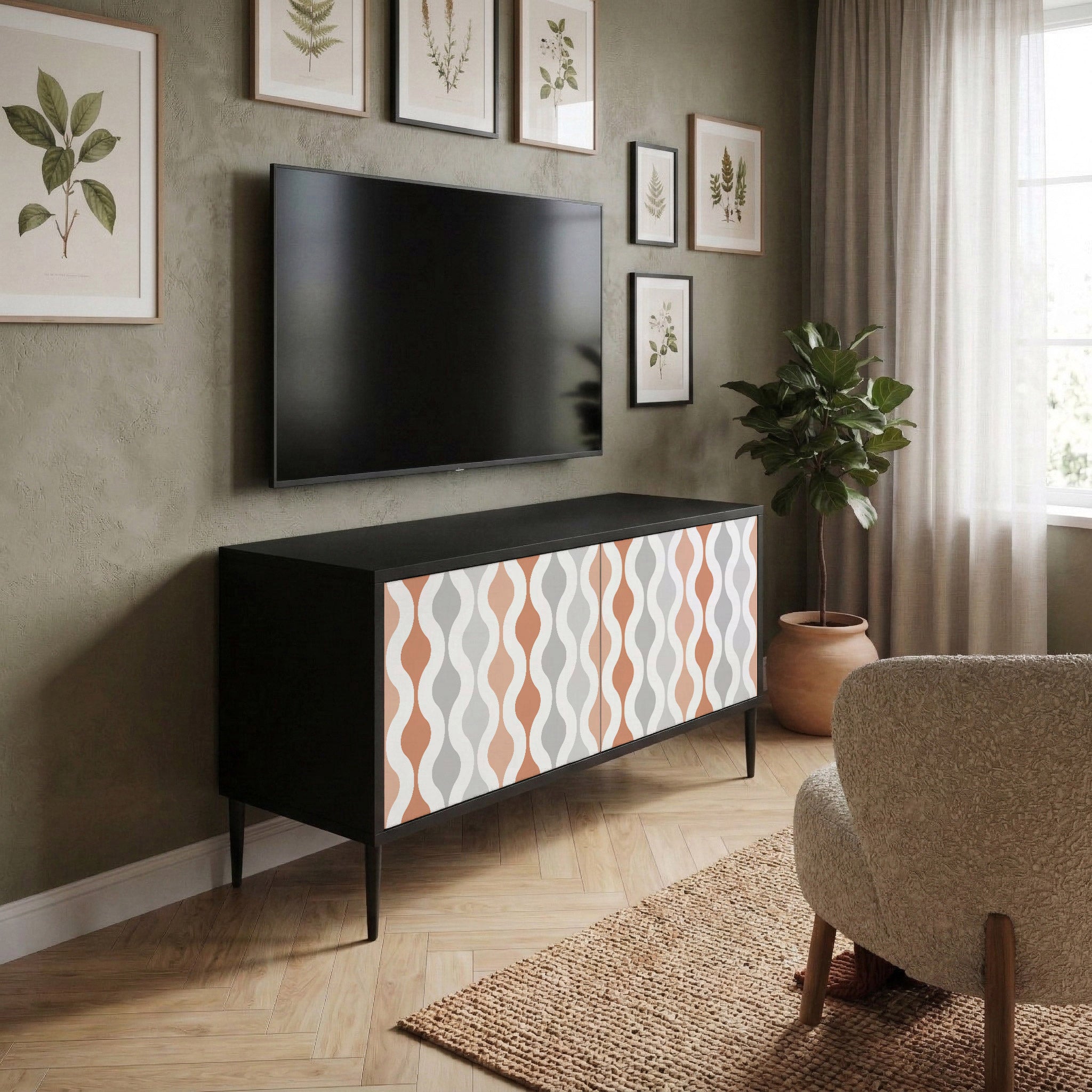 HAZY NOSTALGIA Mueble de TV Compacto de 2 puertas