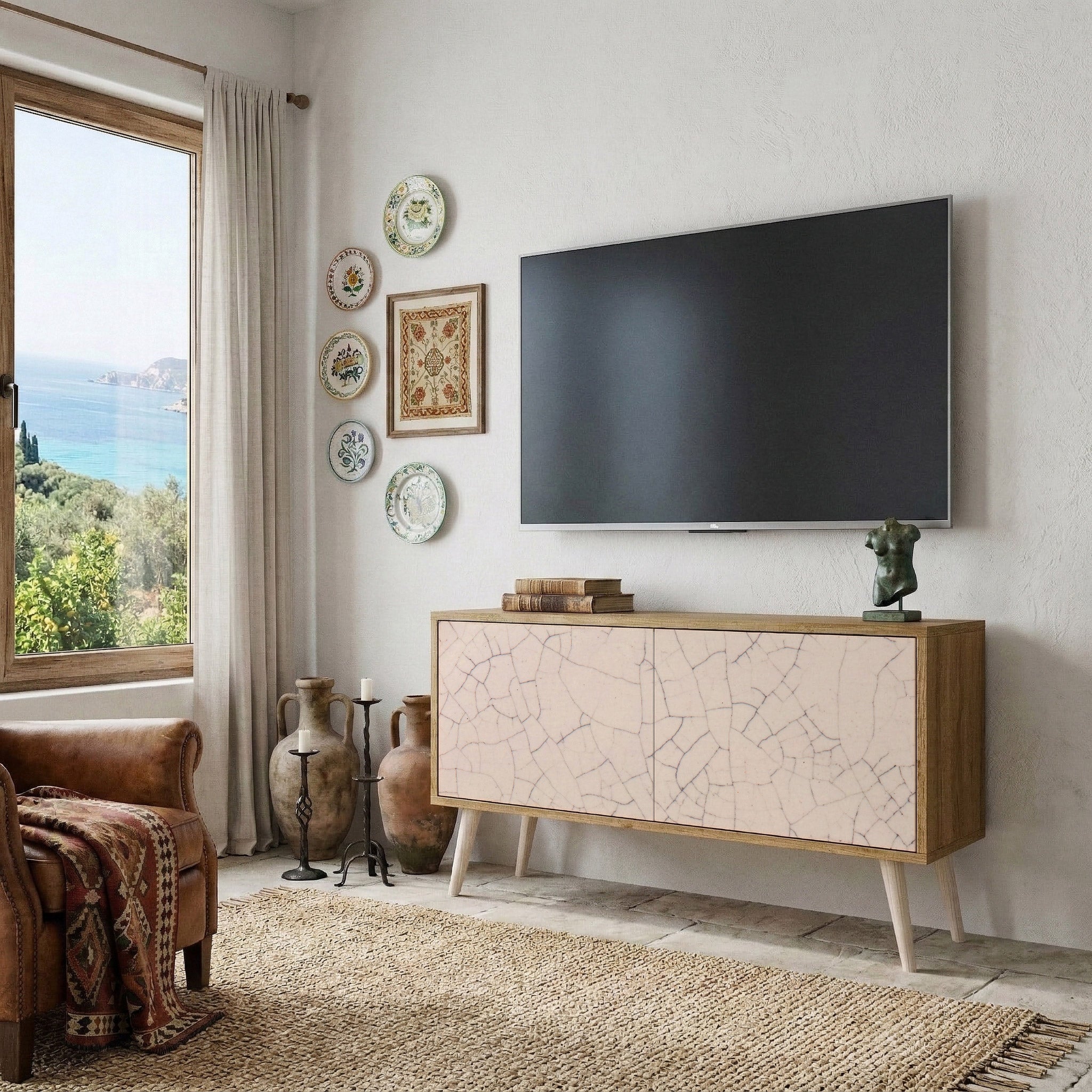 CERAMIC TEXTURE Mueble de TV Compacto de 2 puertas