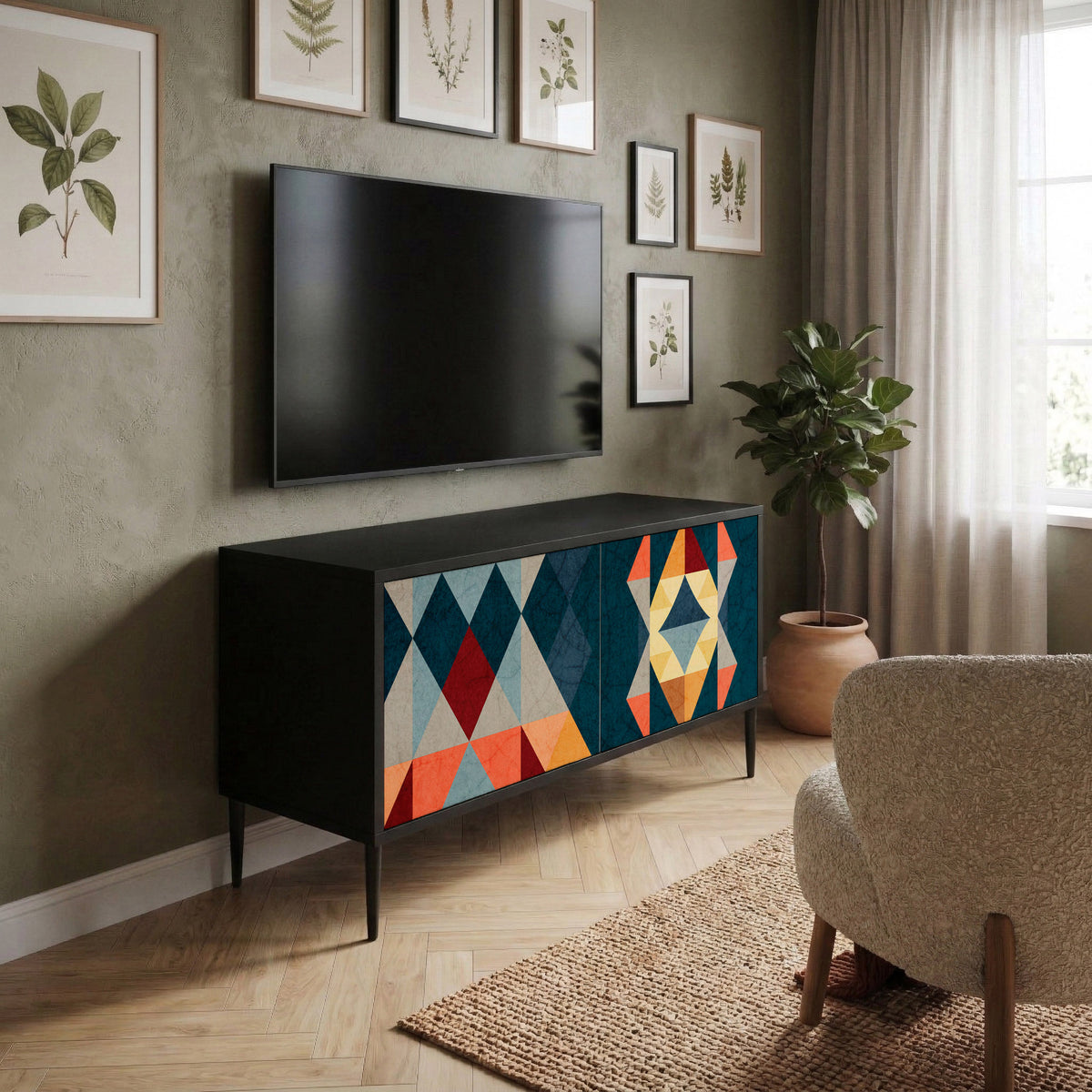CRACKED ILLUSION Mueble de TV Compacto de 2 puertas
