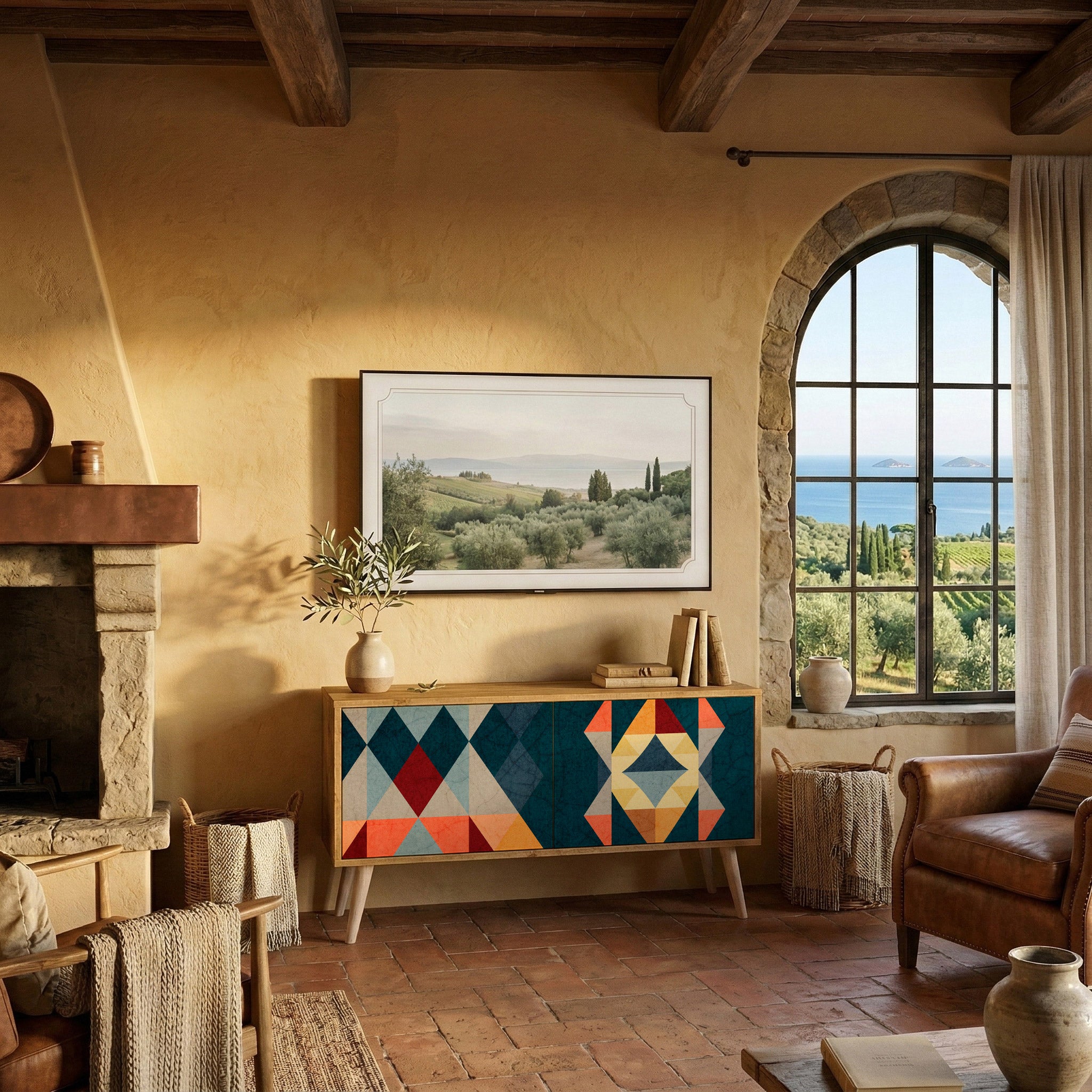 CRACKED ILLUSION Mueble de TV Compacto de 2 puertas