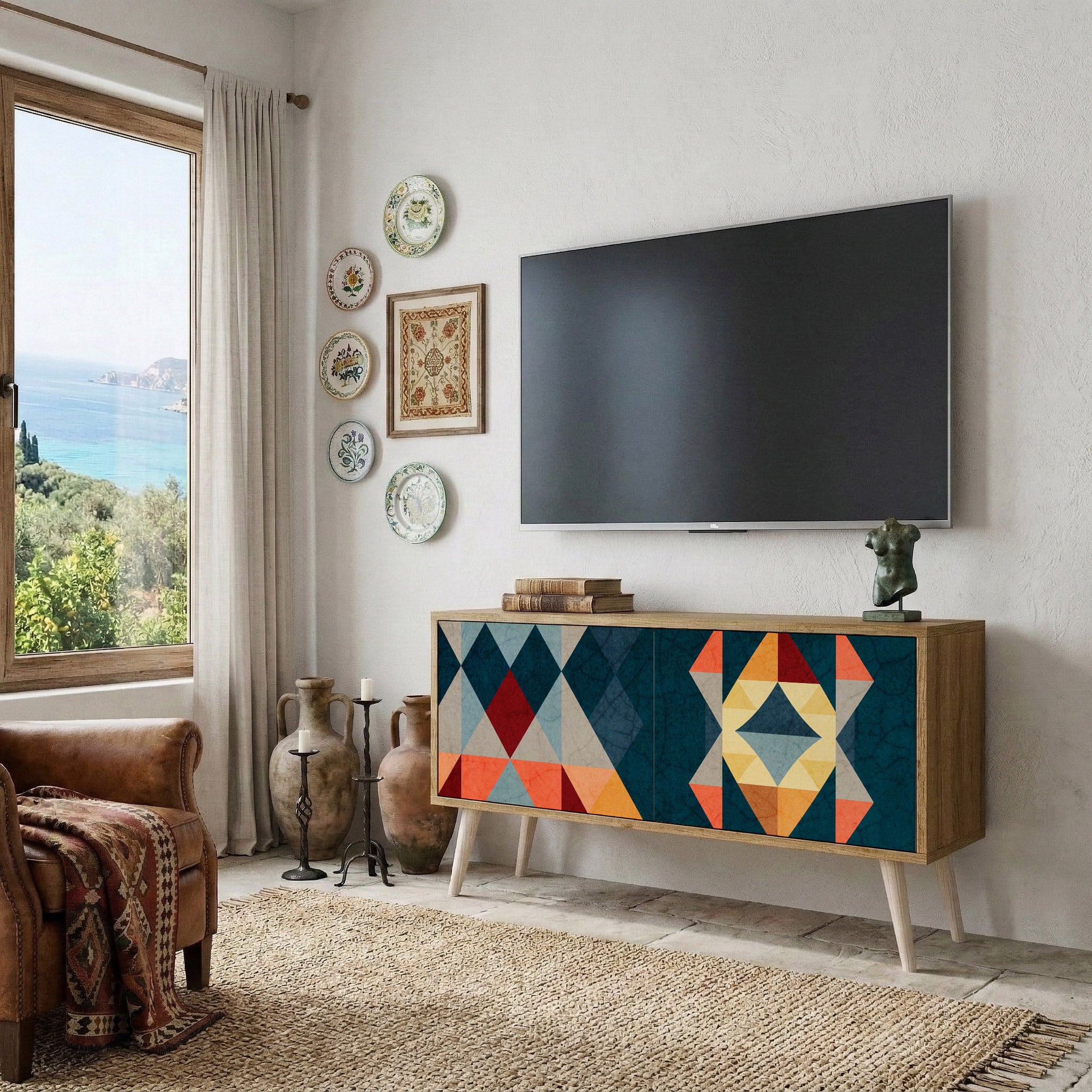 CRACKED ILLUSION Mueble de TV Compacto de 2 puertas