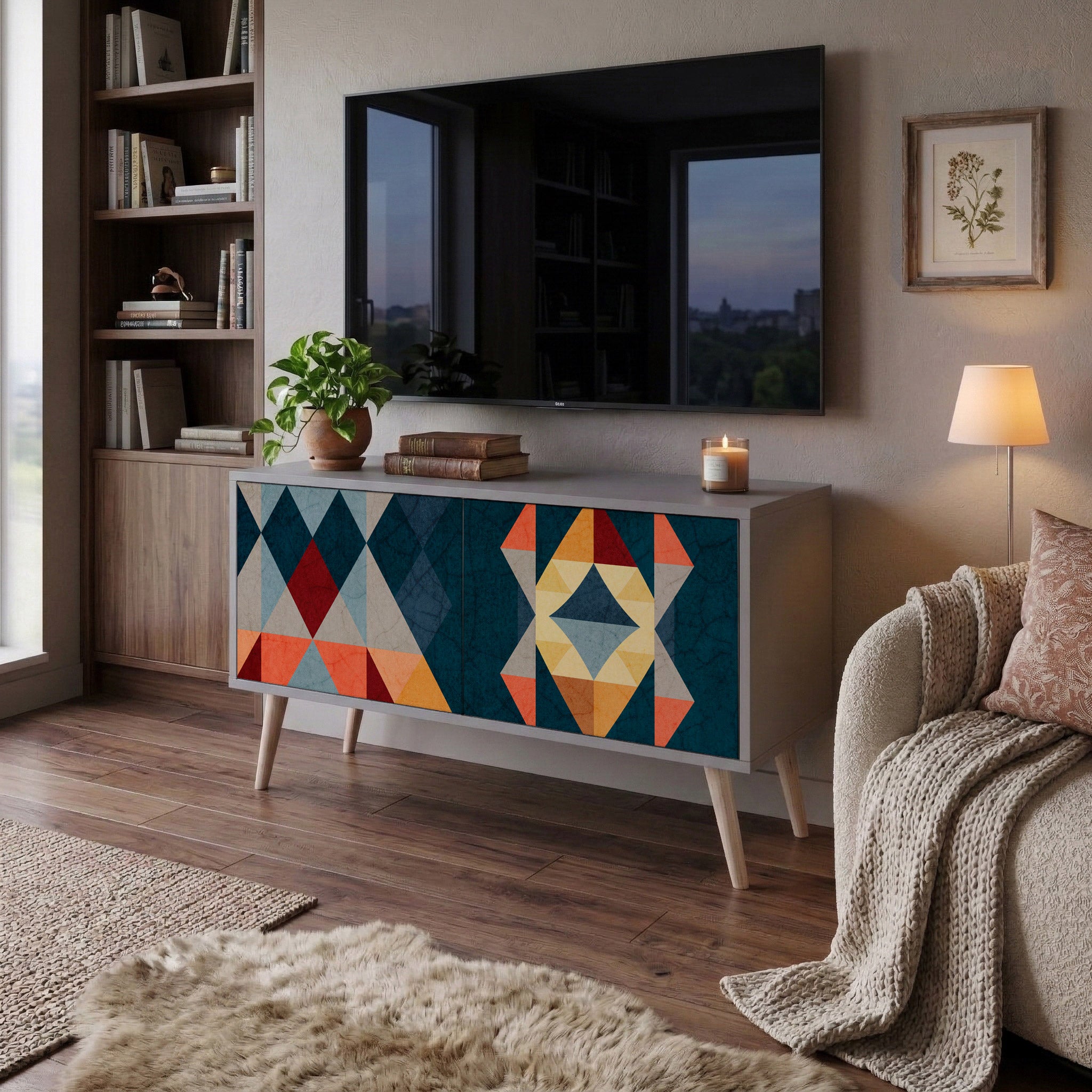 CRACKED ILLUSION Mueble de TV Compacto de 2 puertas