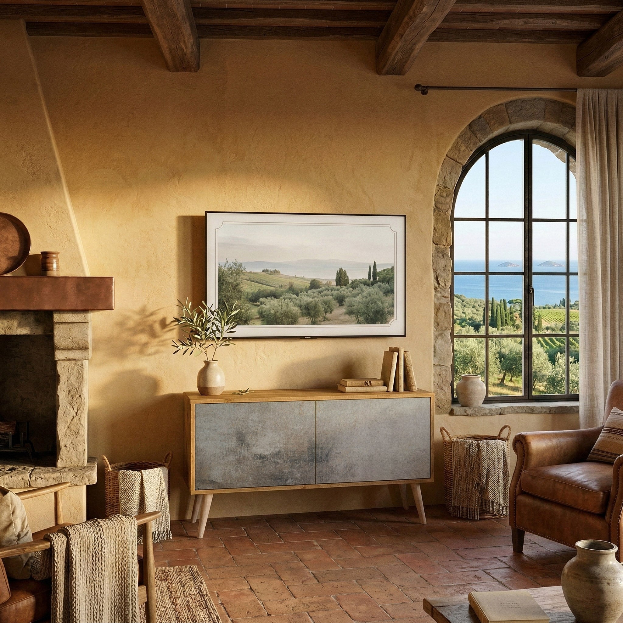 CONCRETE WALL Mueble de TV Compacto de 2 puertas