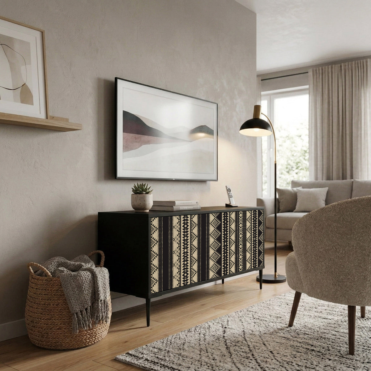 AZTEC Mueble de TV Compacto de 2 puertas