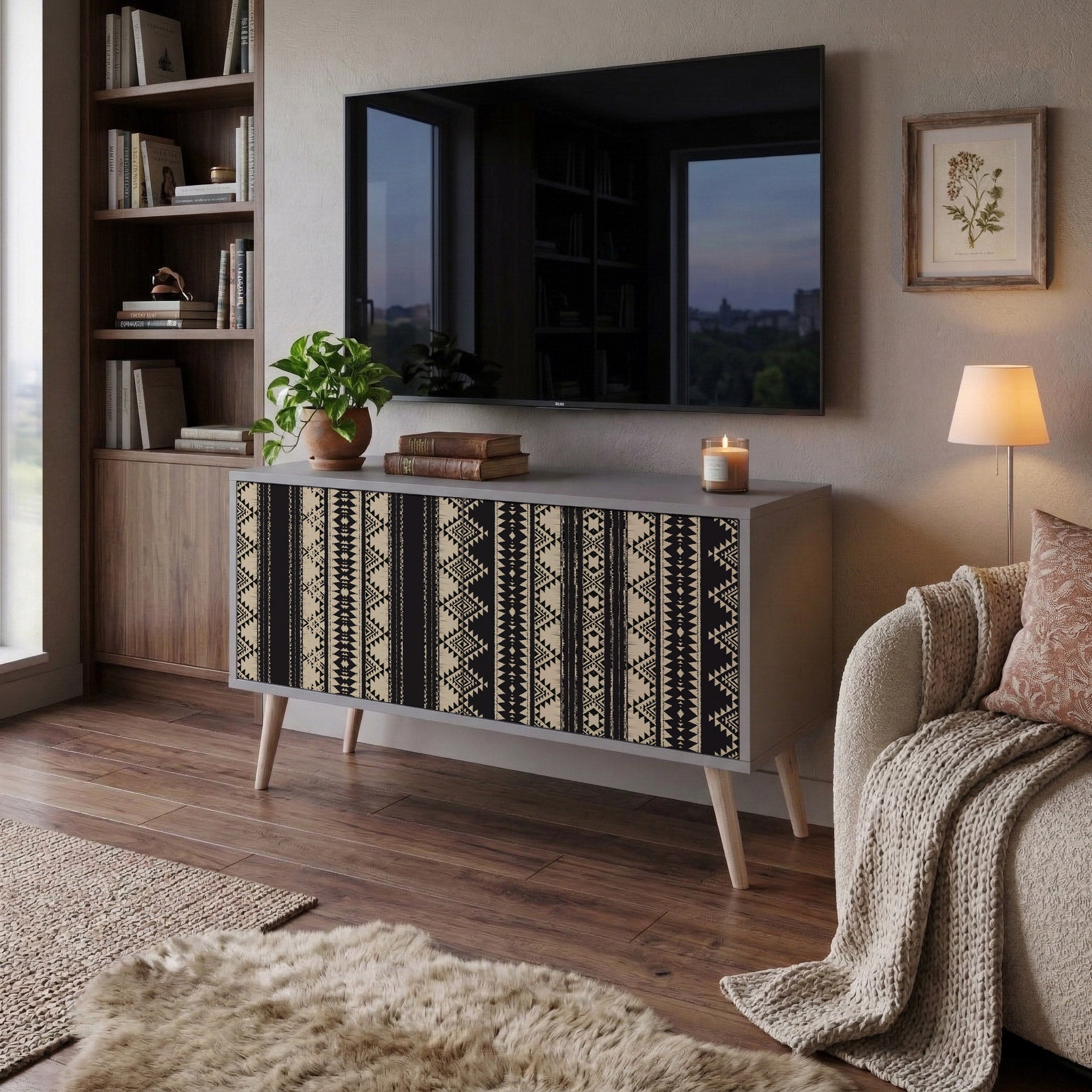 AZTEC Mueble de TV Compacto de 2 puertas