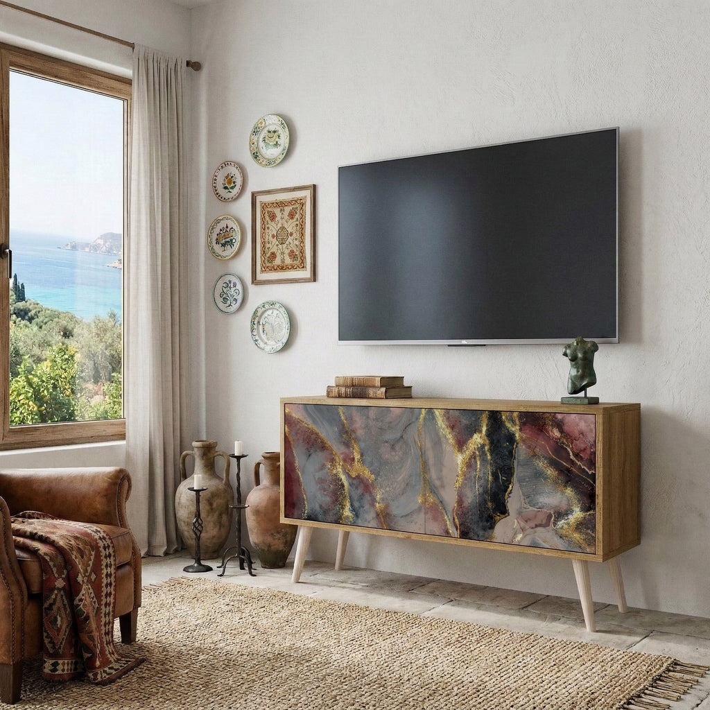 GOLDEN TIDES Mueble de TV Compacto de 2 puertas