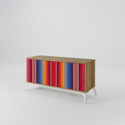 ETHNIC MEXICAN Mueble de TV Compacto de 2 puertas