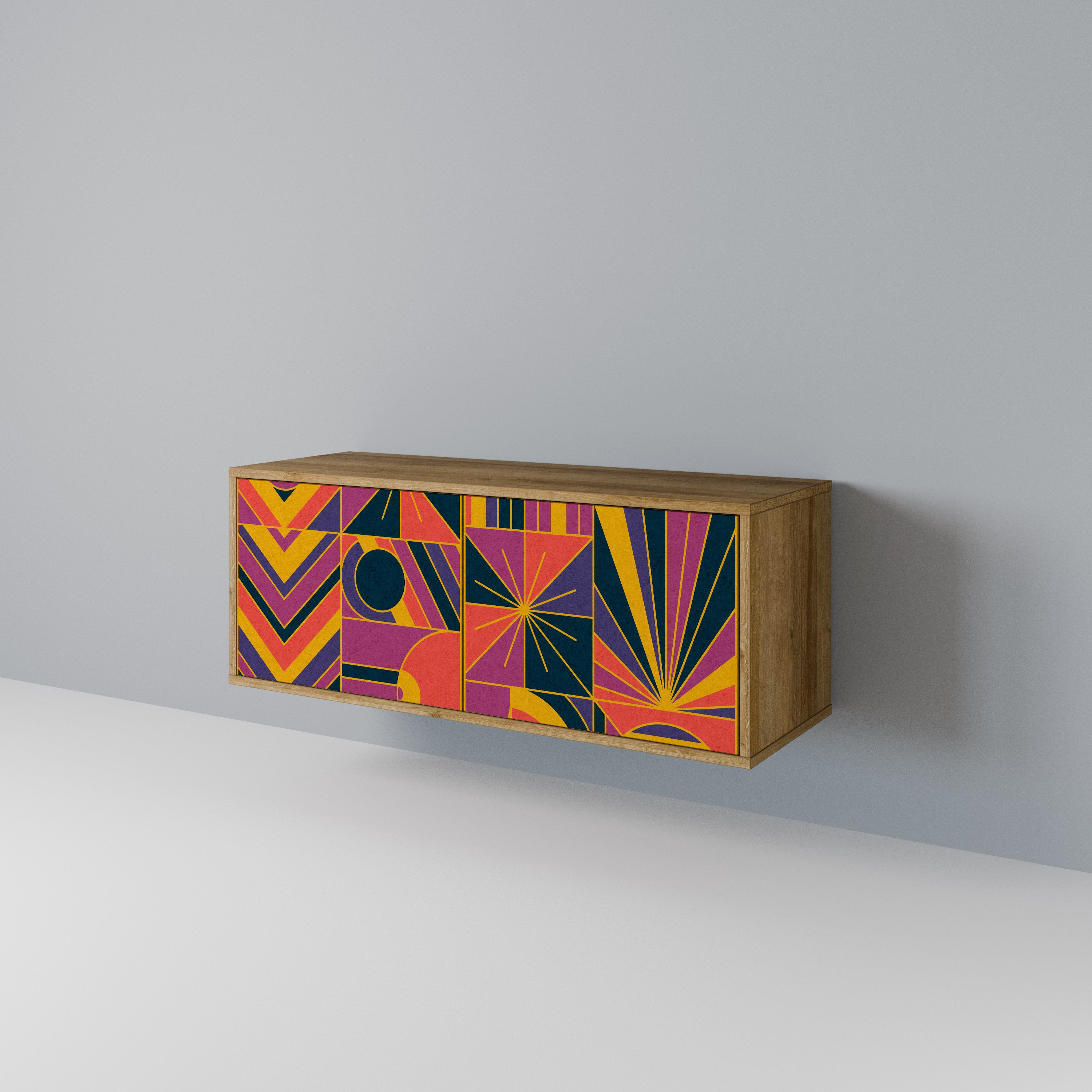 ELECTRIC PATTERNS Compact 2-Door TV Cabinet