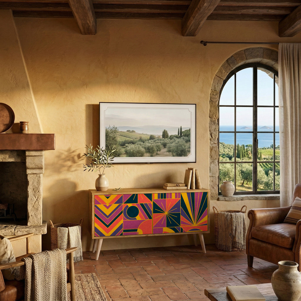 ELECTRIC PATTERNS Mueble de TV Compacto de 2 puertas