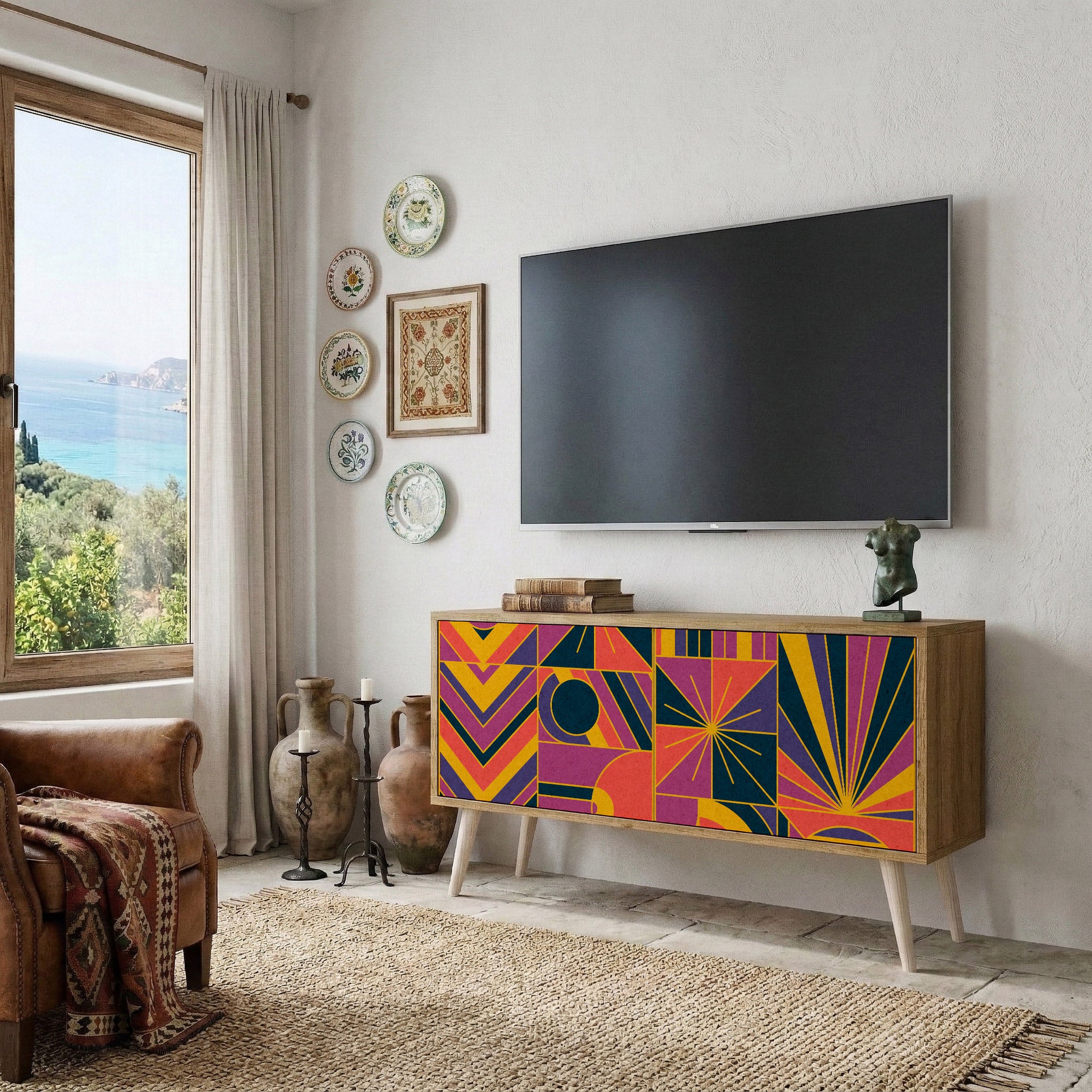 ELECTRIC PATTERNS Mueble de TV Compacto de 2 puertas