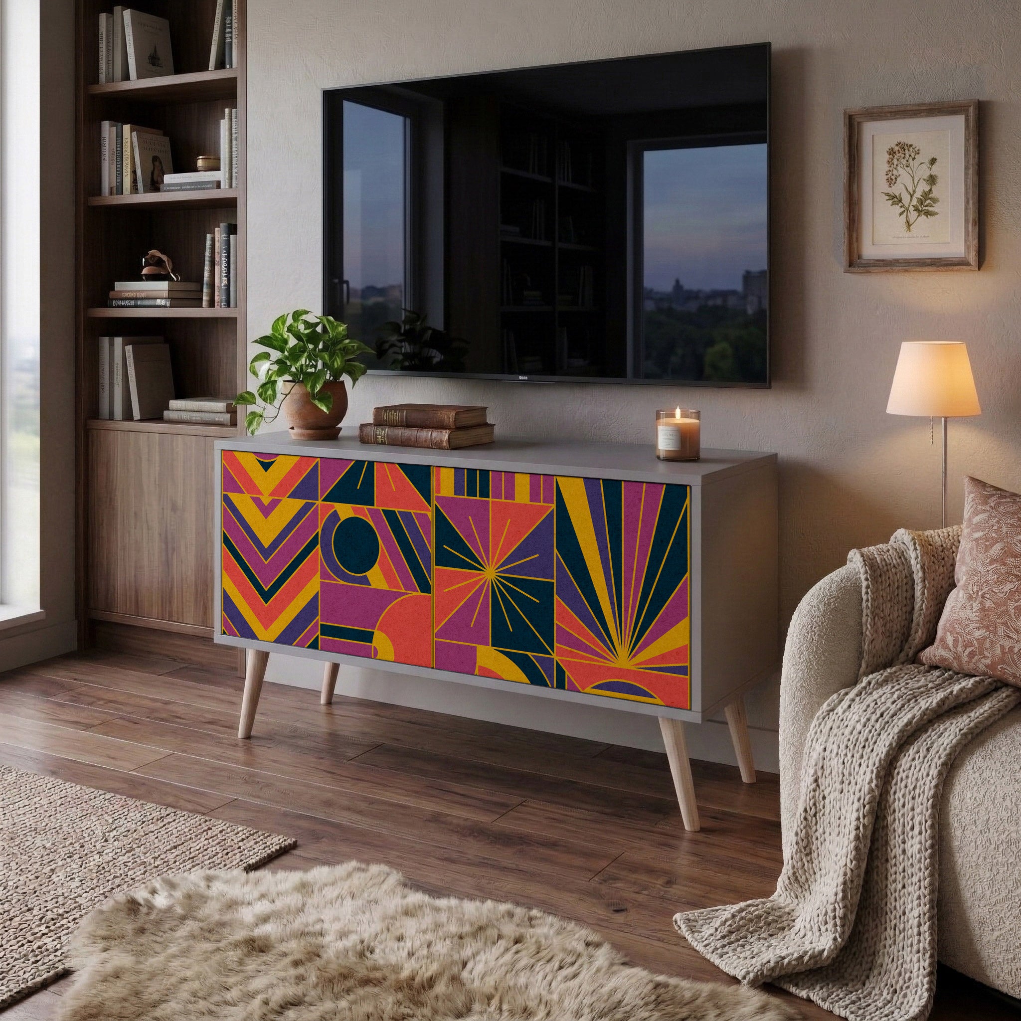 ELECTRIC PATTERNS Mueble de TV Compacto de 2 puertas