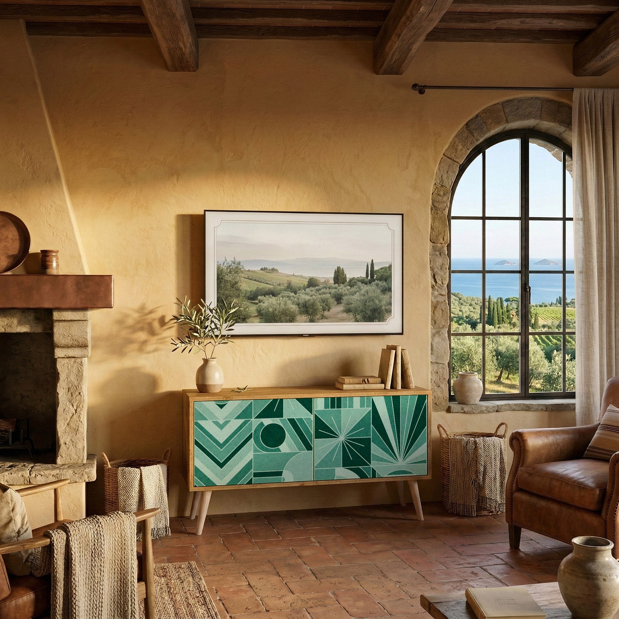 HARMONIC GRID Mueble de TV Compacto de 2 puertas