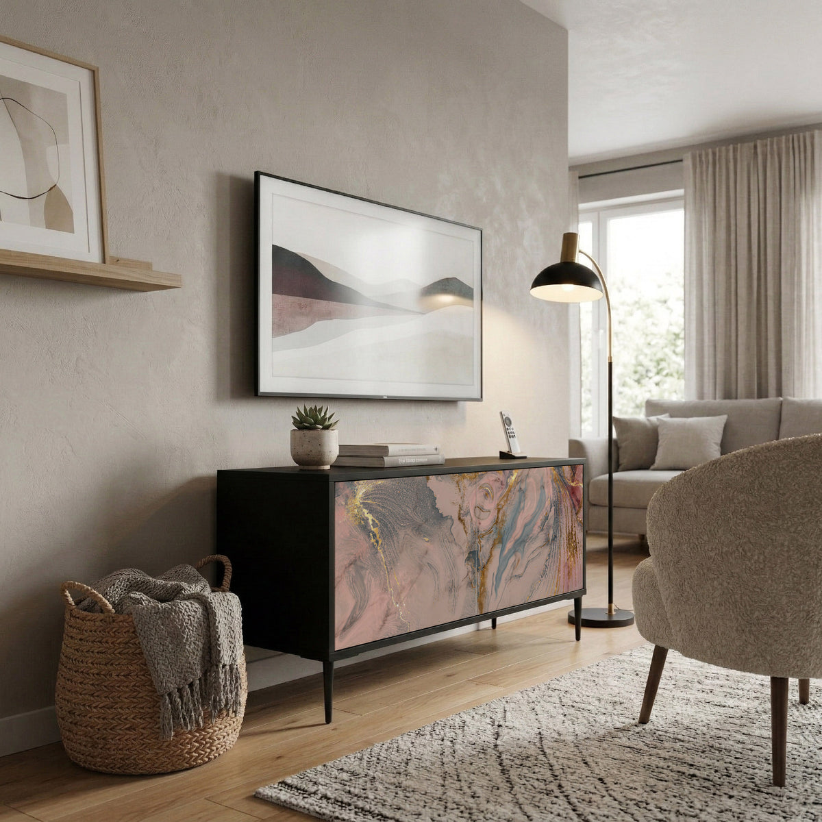 GILDED SWIRLS Mueble de TV Compacto de 2 puertas