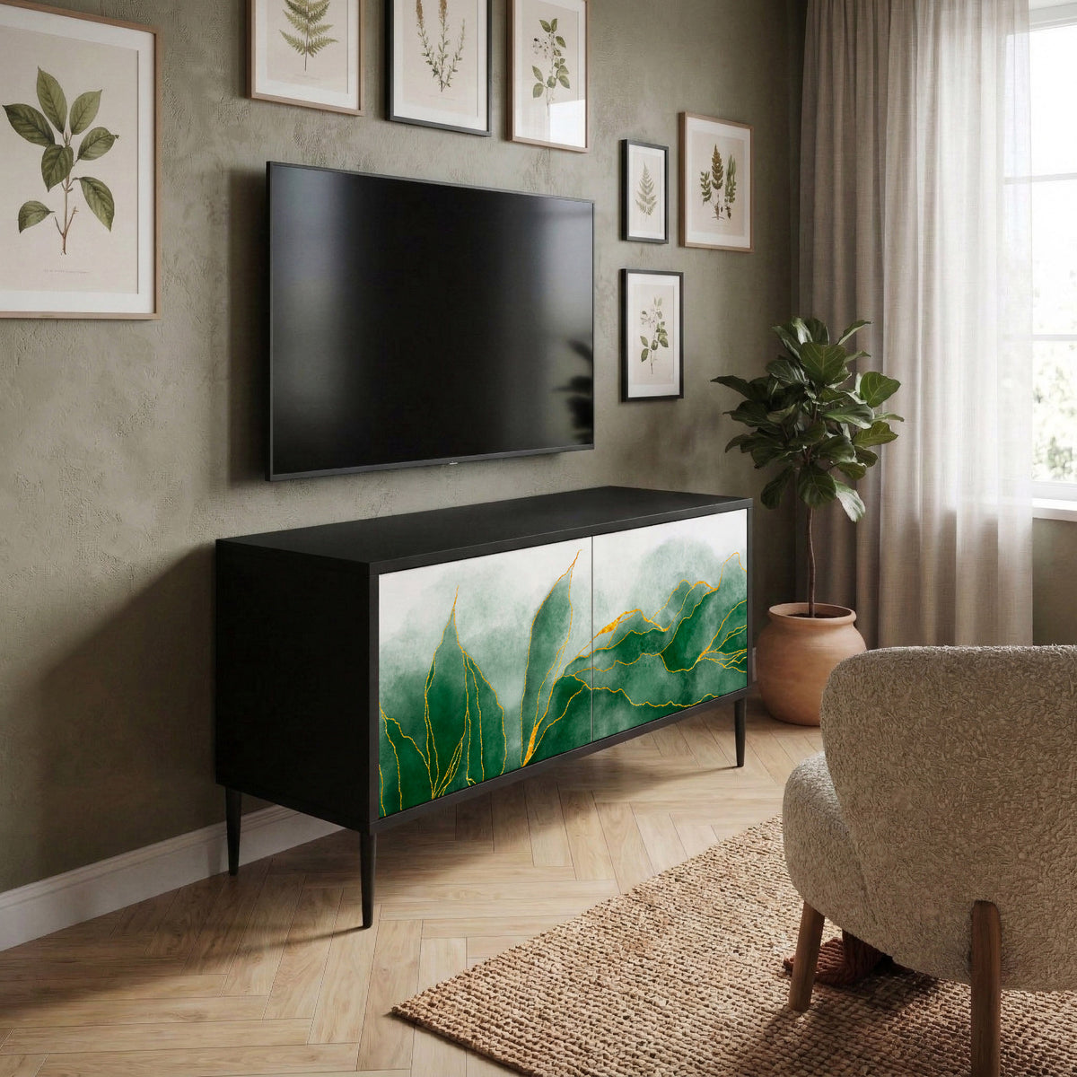 EXPENSIVE NATURE Mueble de TV Compacto de 2 puertas