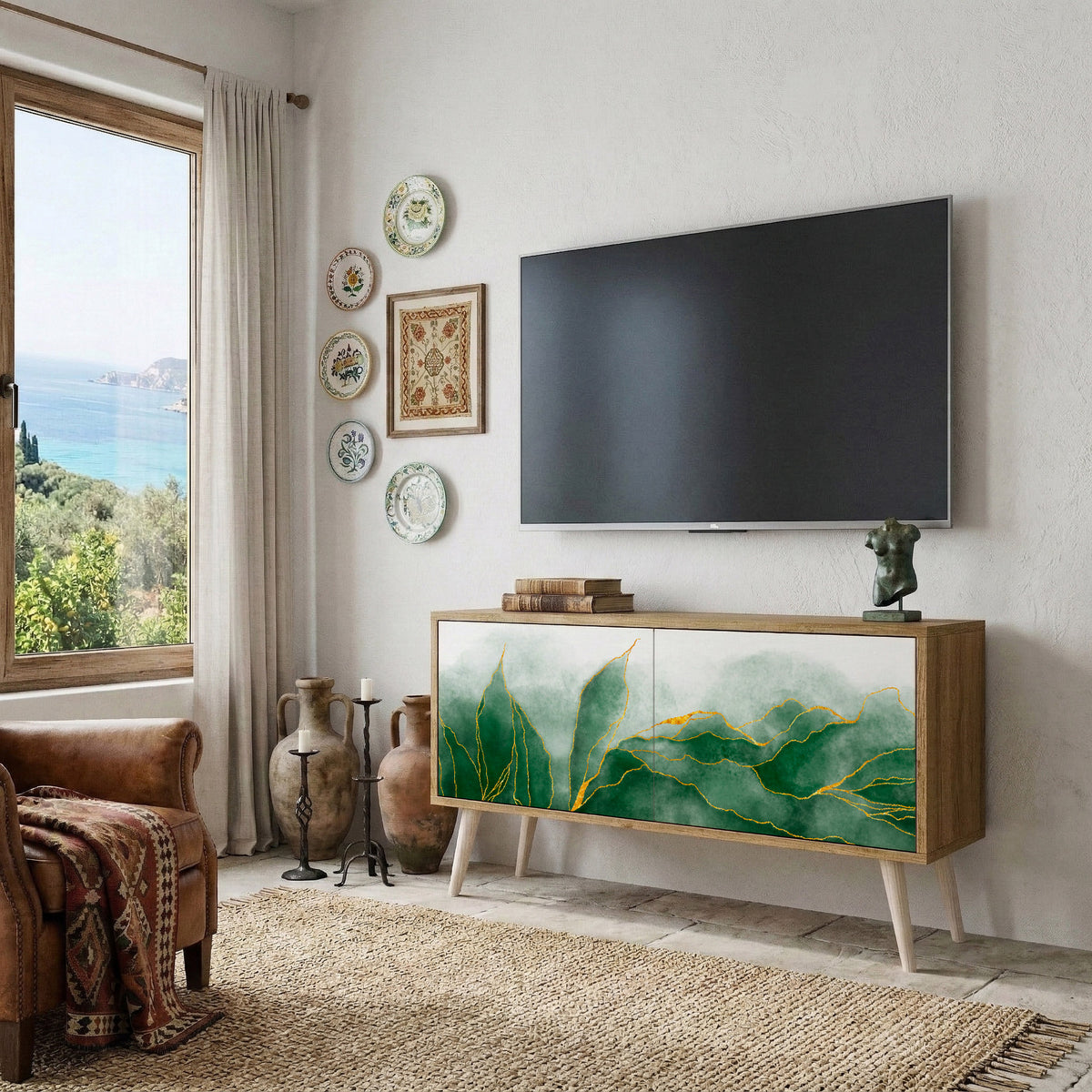 EXPENSIVE NATURE Compact 2-Door TV Cabinet