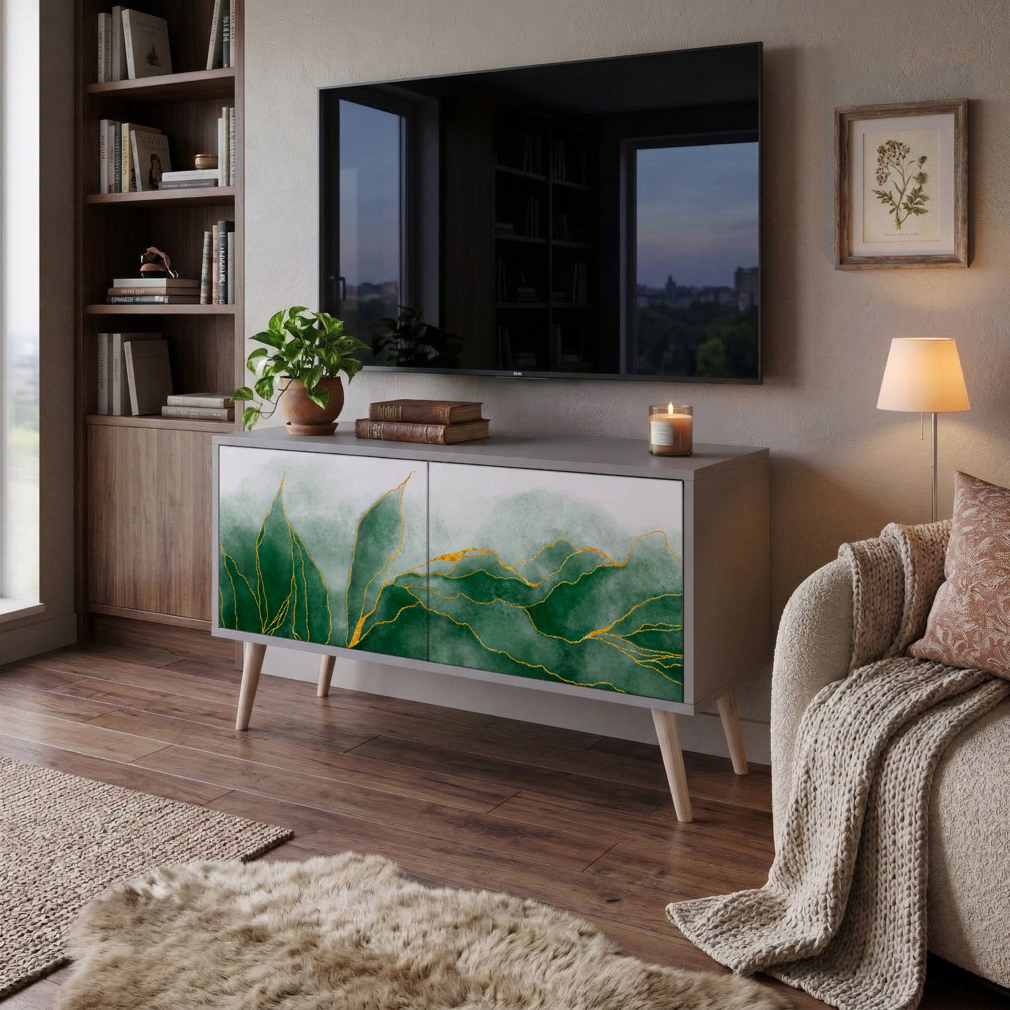 EXPENSIVE NATURE Mueble de TV Compacto de 2 puertas