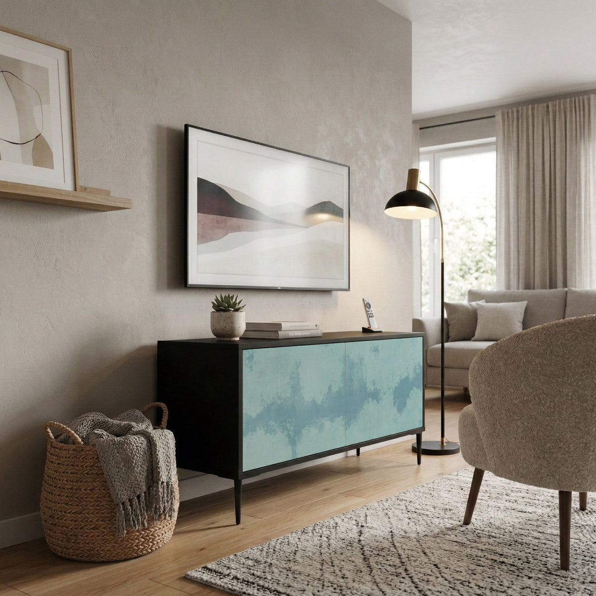 SKY WASH Mueble de TV Compacto de 2 puertas