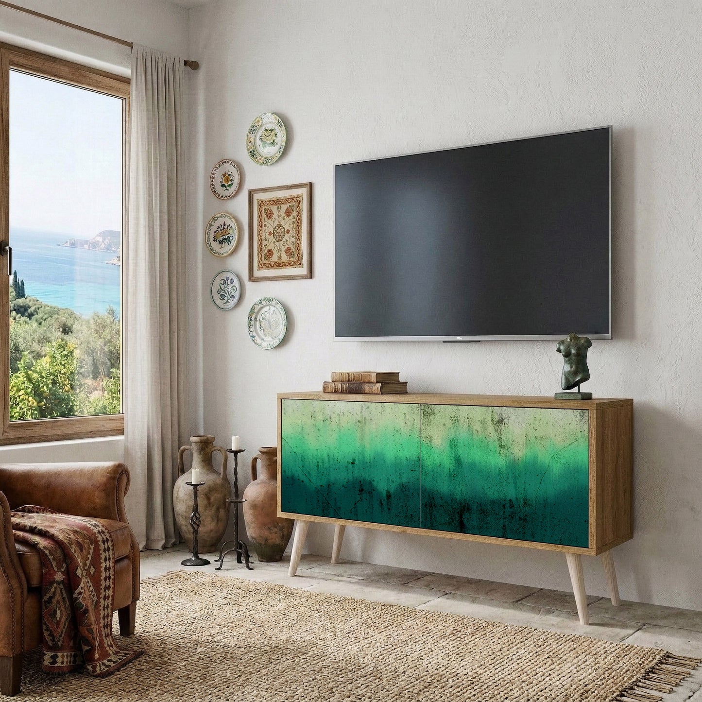 NORTHERN LIGHTS Mueble de TV Compacto de 2 puertas
