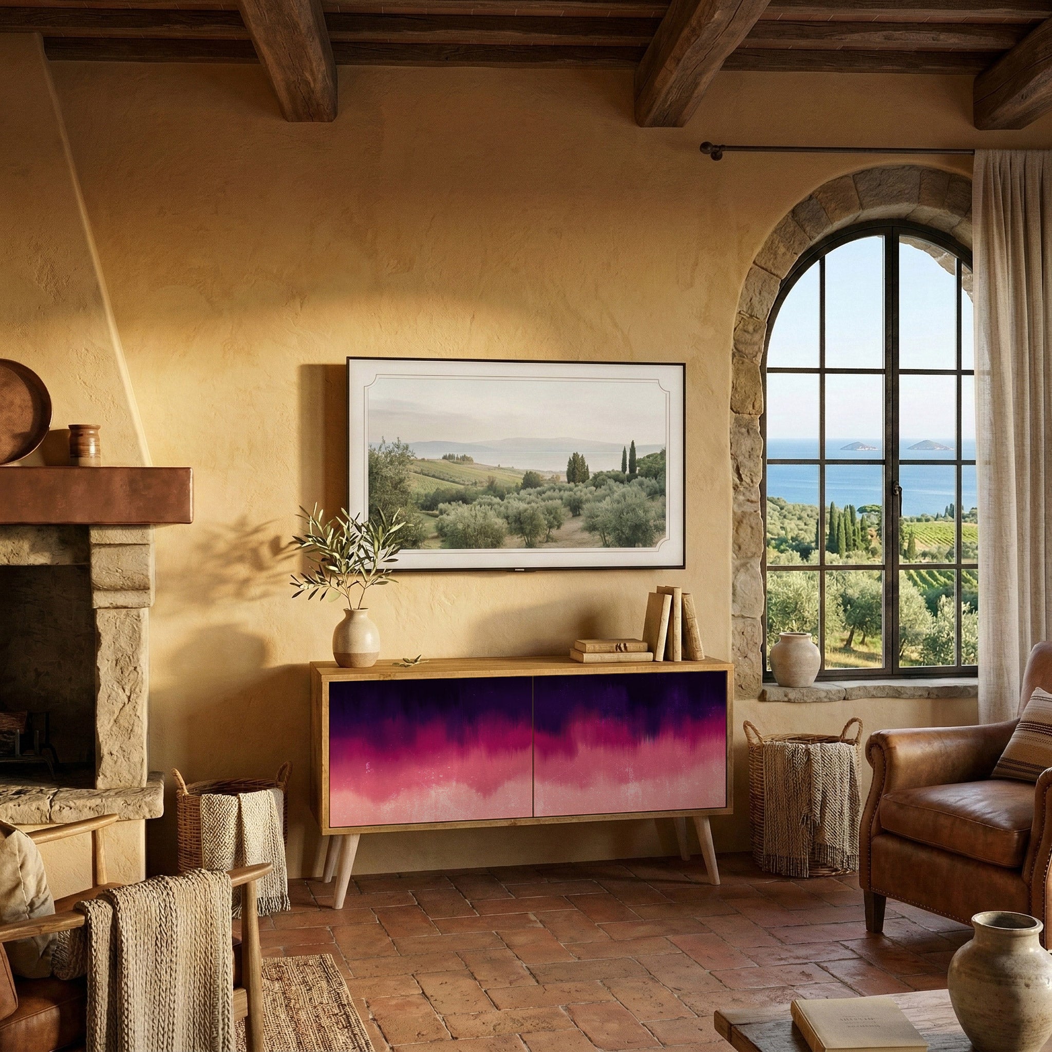 AURORA BOREALIS Mueble de TV Compacto de 2 puertas