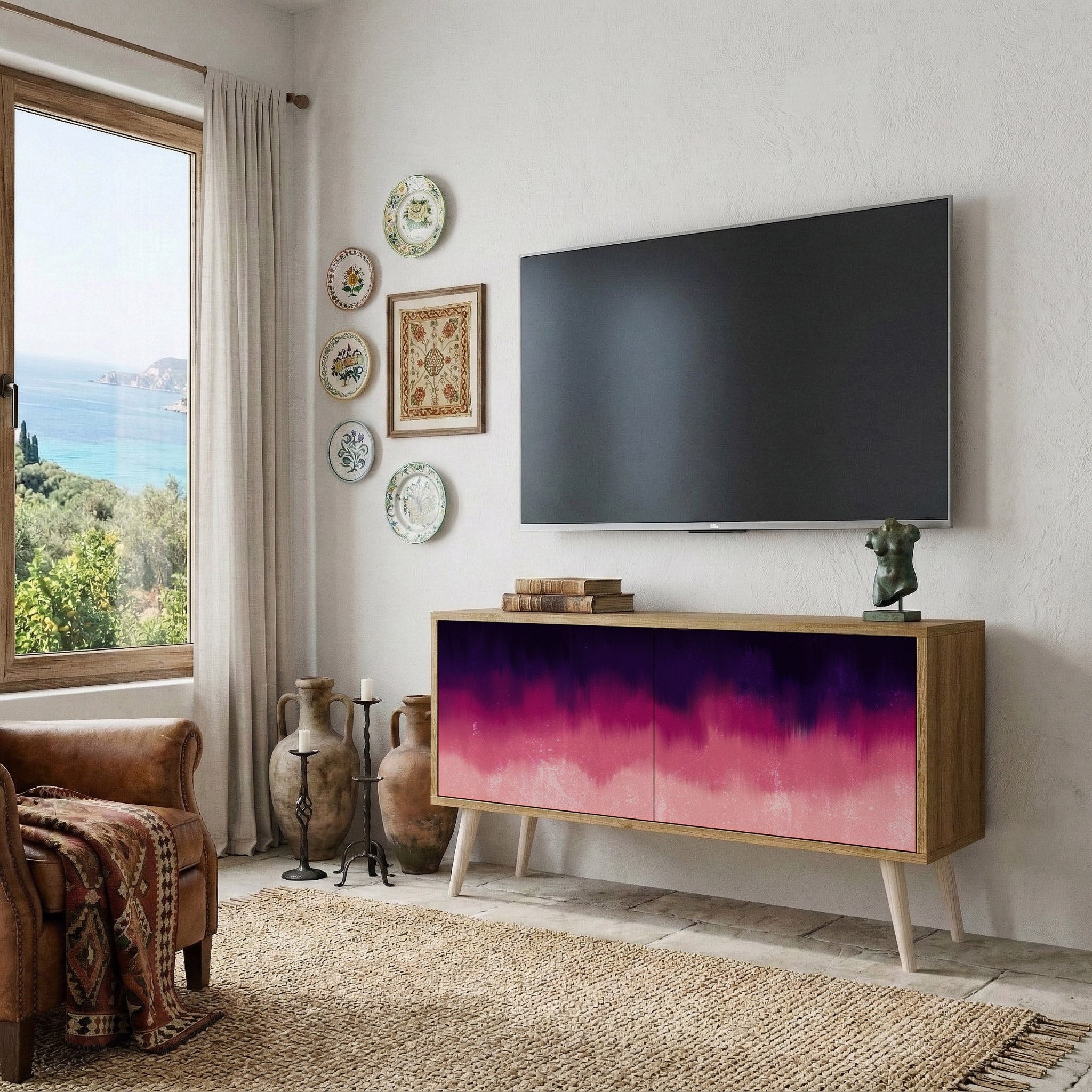AURORA BOREALIS Mueble de TV Compacto de 2 puertas