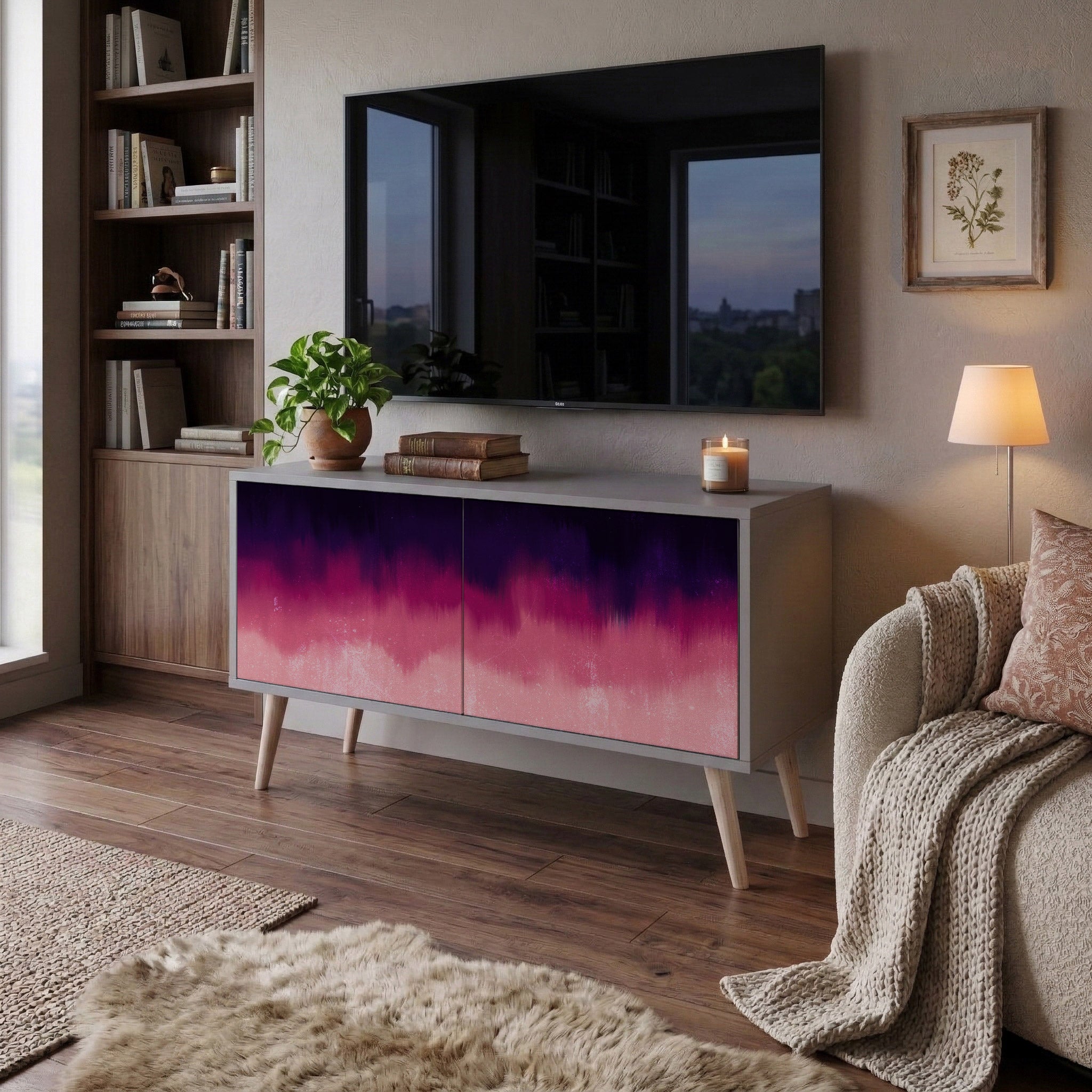 AURORA BOREALIS Mueble de TV Compacto de 2 puertas