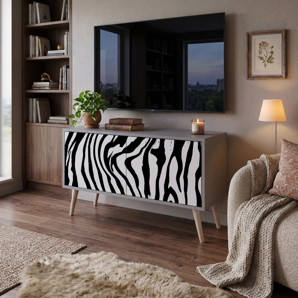 SPLENDID ZEBRA Mueble de TV Compacto de 2 puertas