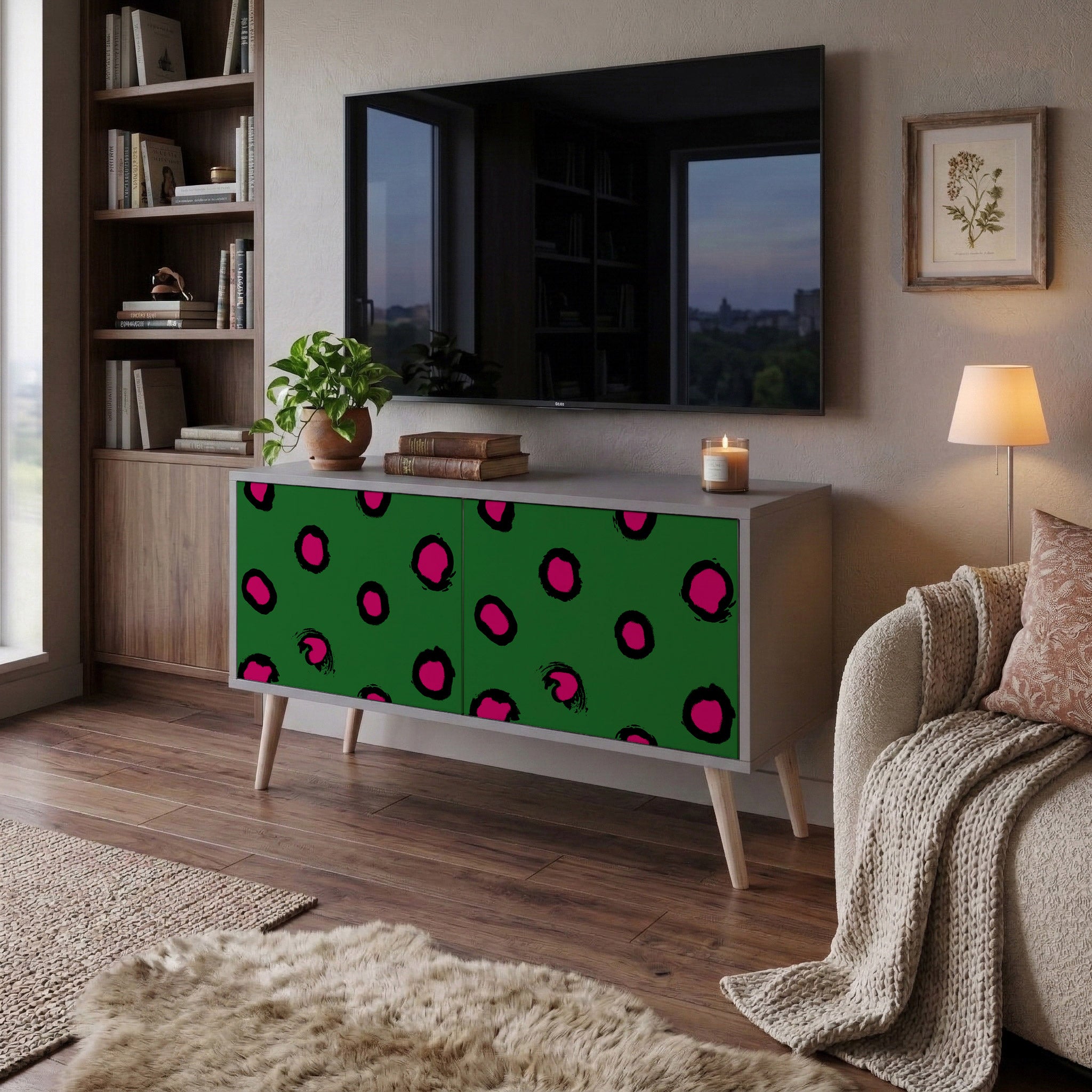 FUNKY SPOTS Mueble de TV Compacto de 2 puertas