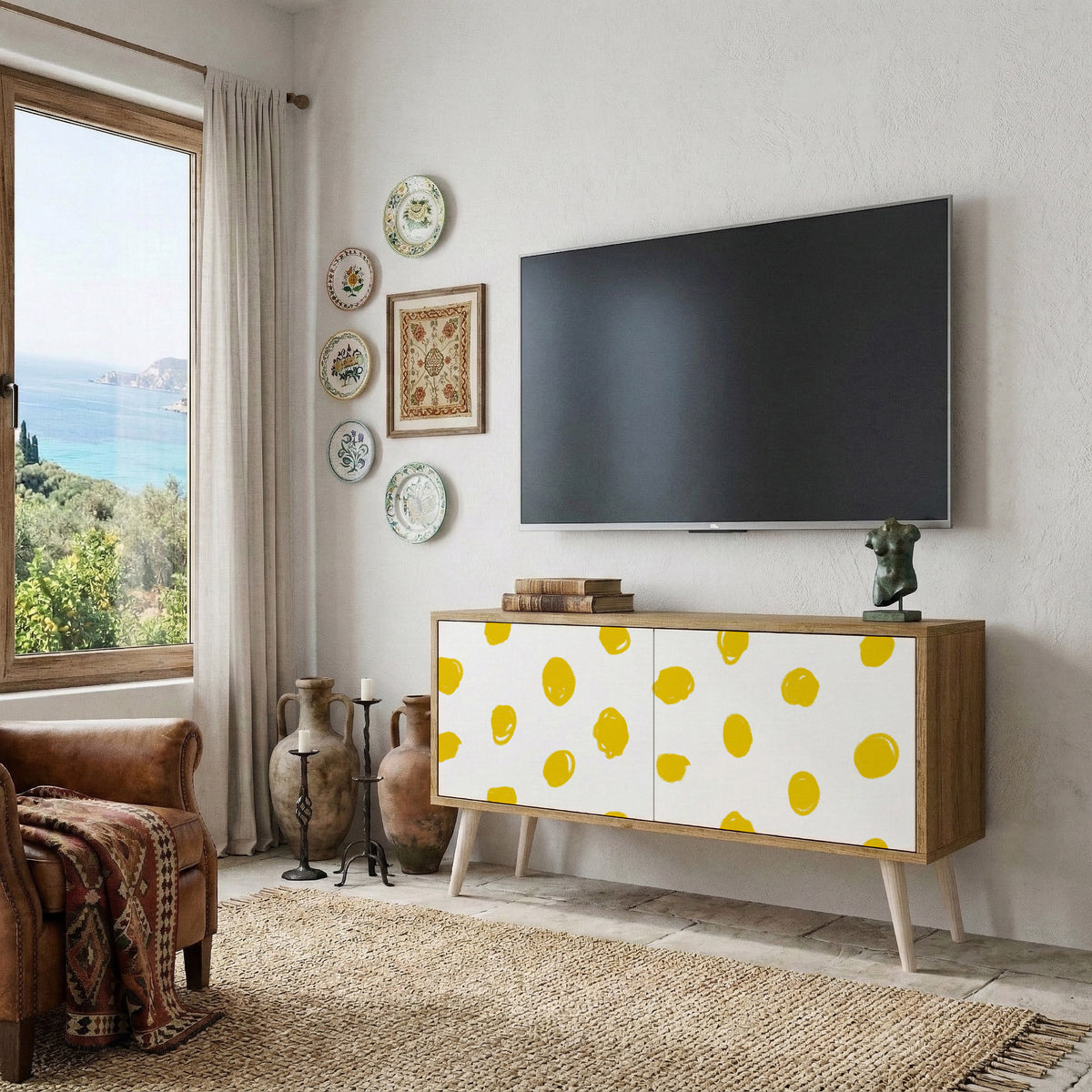 RADIANT REVERIE Mueble de TV Compacto de 2 puertas