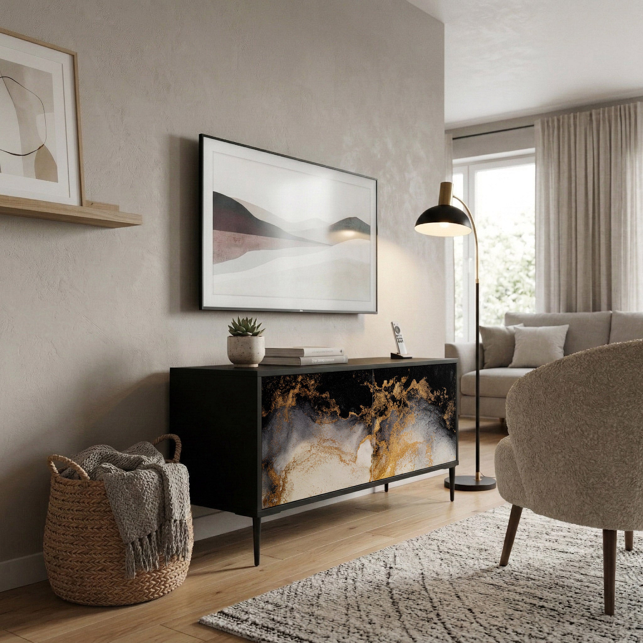 MARBLE OF TOMMORROW Mueble de TV Compacto de 2 puertas