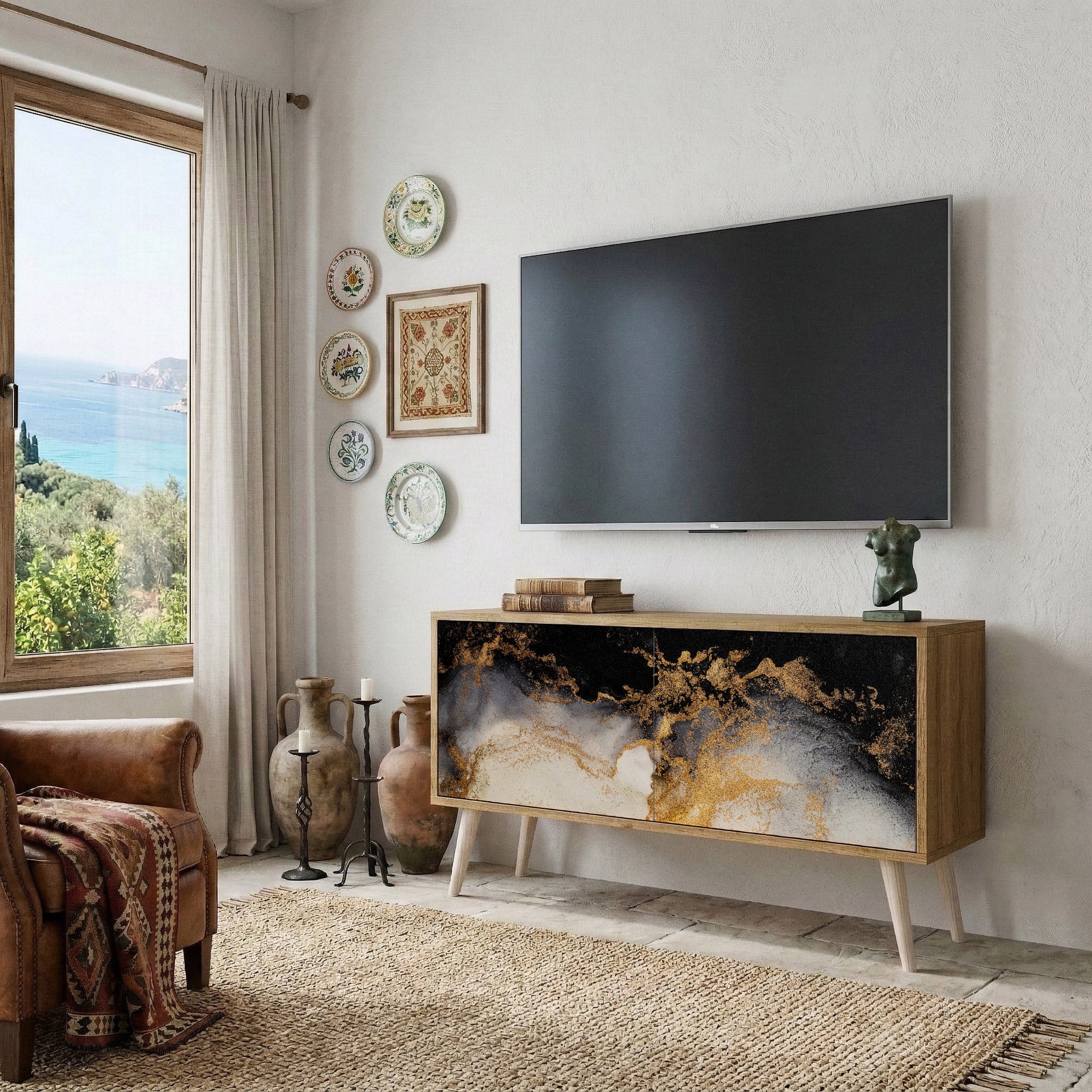 MARBLE OF TOMMORROW Mueble de TV Compacto de 2 puertas