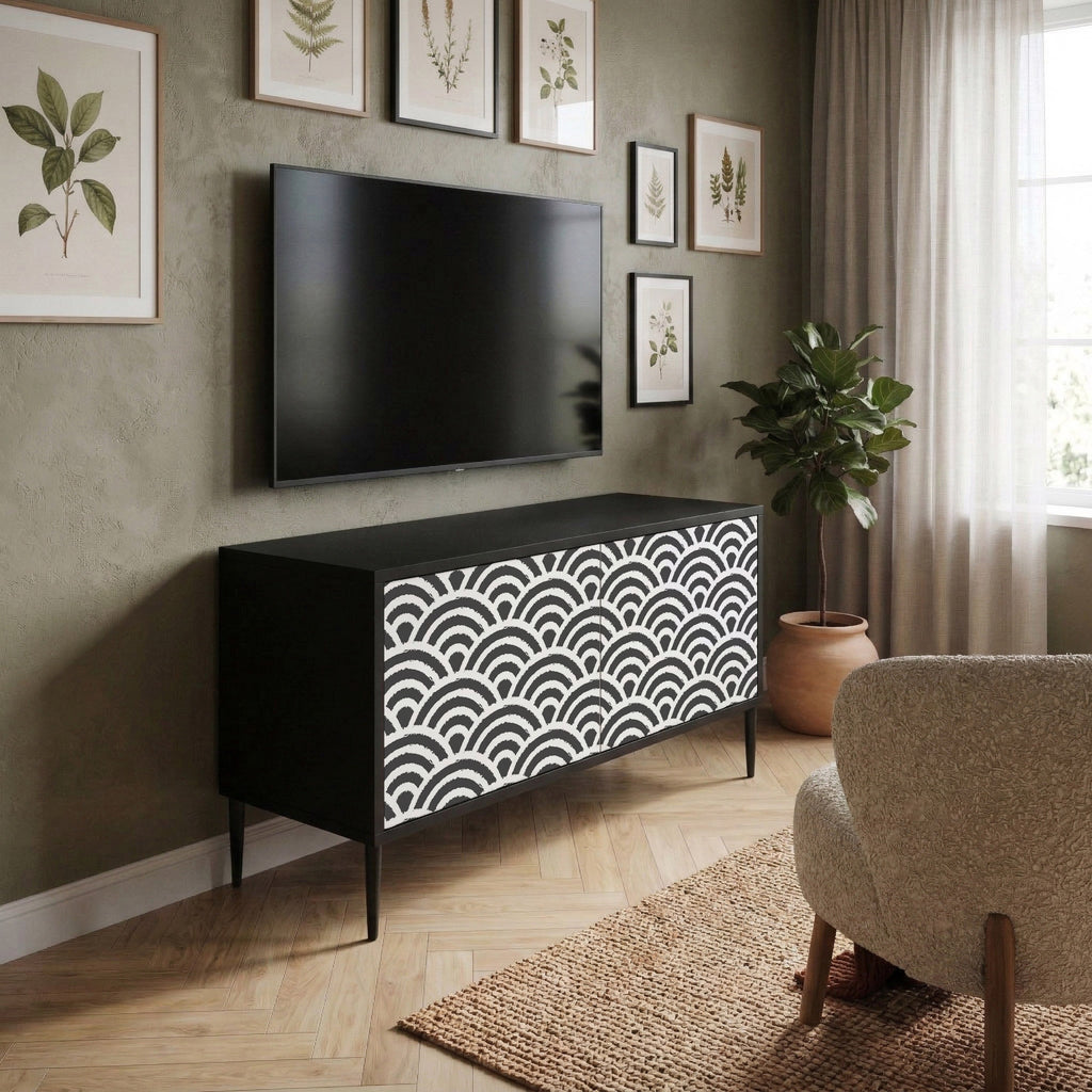 GLOOMY HOST Mueble de TV Compacto de 2 puertas