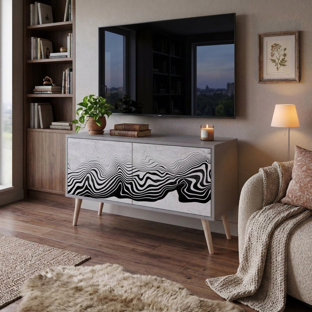 MONOCHROME MIRAGE Mueble de TV Compacto de 2 puertas