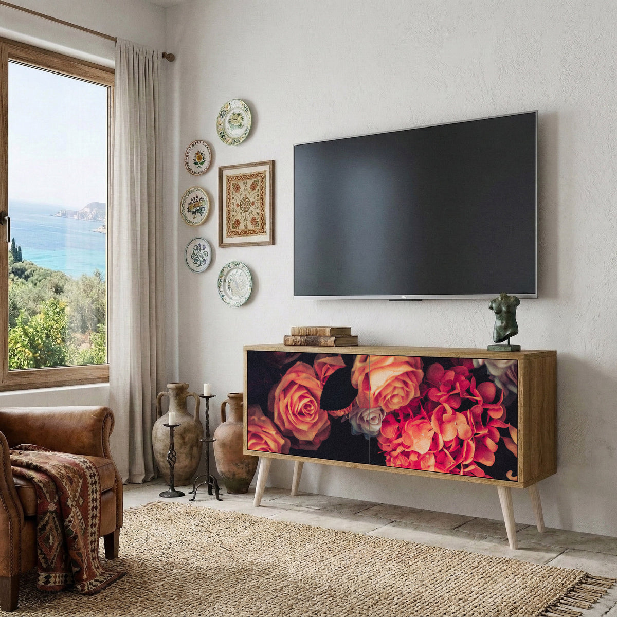 NEVERENDING BLOOM Mueble de TV Compacto de 2 puertas