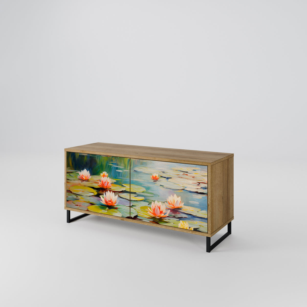 BLOOMING WATERS Mueble de TV Compacto de 2 puertas