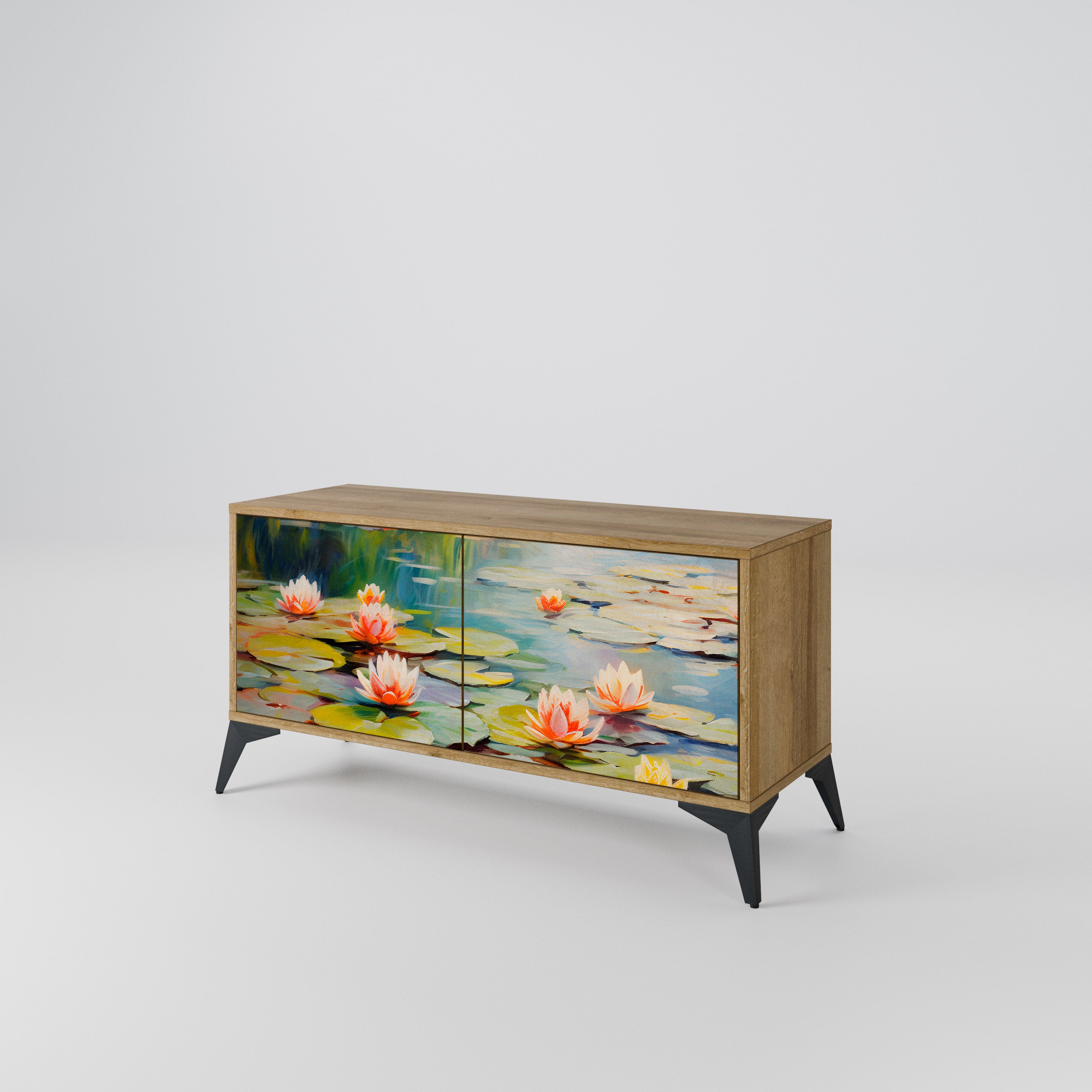 BLOOMING WATERS Mueble de TV Compacto de 2 puertas