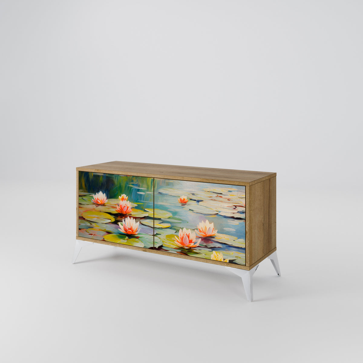 BLOOMING WATERS Mueble de TV Compacto de 2 puertas