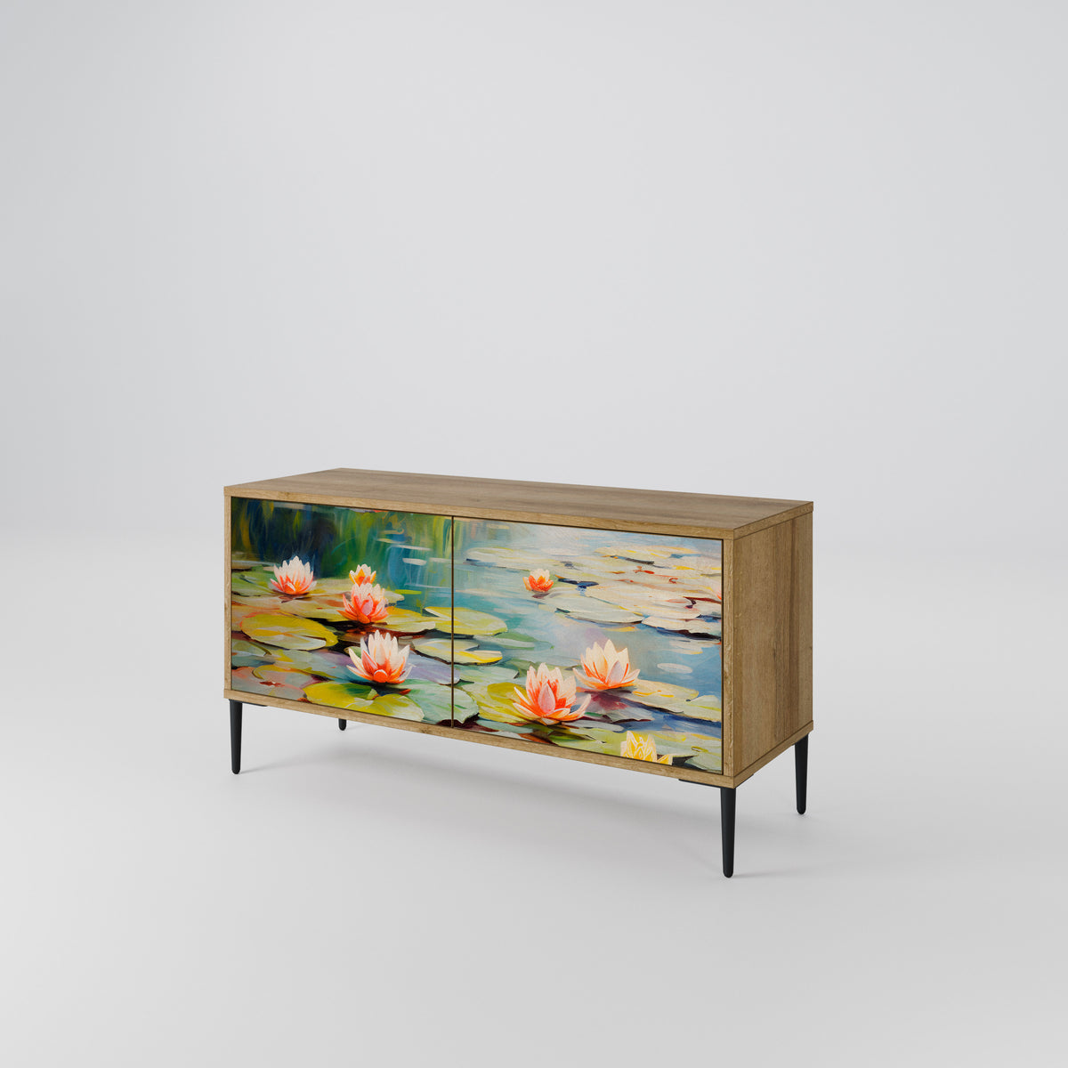 BLOOMING WATERS Mueble de TV Compacto de 2 puertas