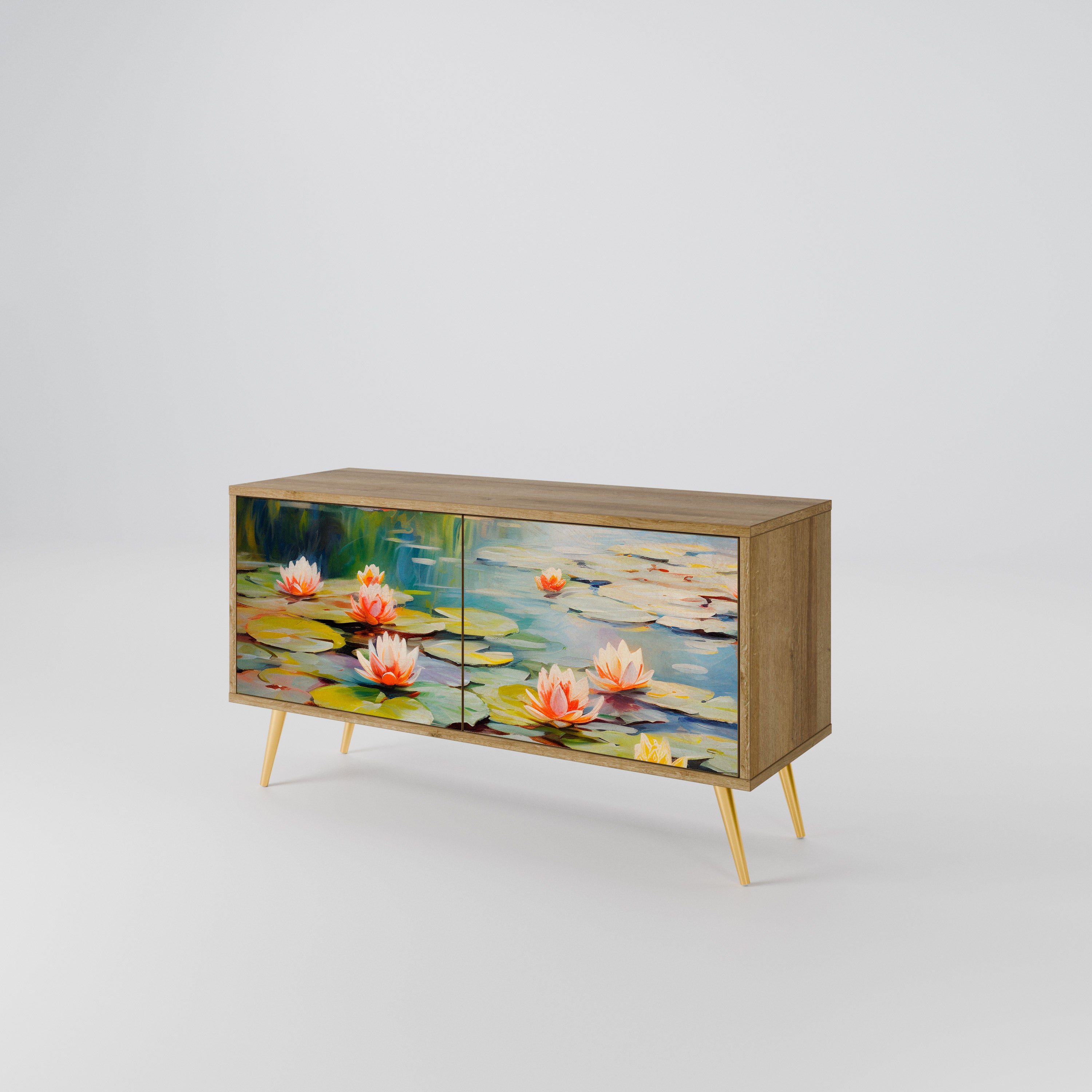 BLOOMING WATERS Mueble de TV Compacto de 2 puertas