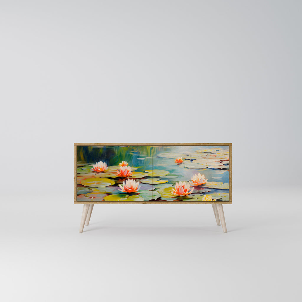 BLOOMING WATERS Mueble de TV Compacto de 2 puertas