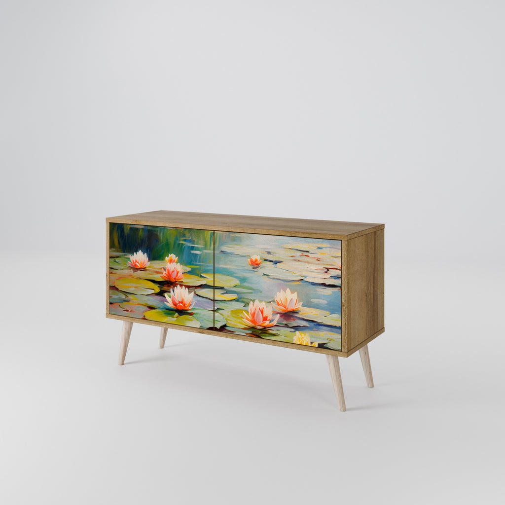 BLOOMING WATERS Mueble de TV Compacto de 2 puertas