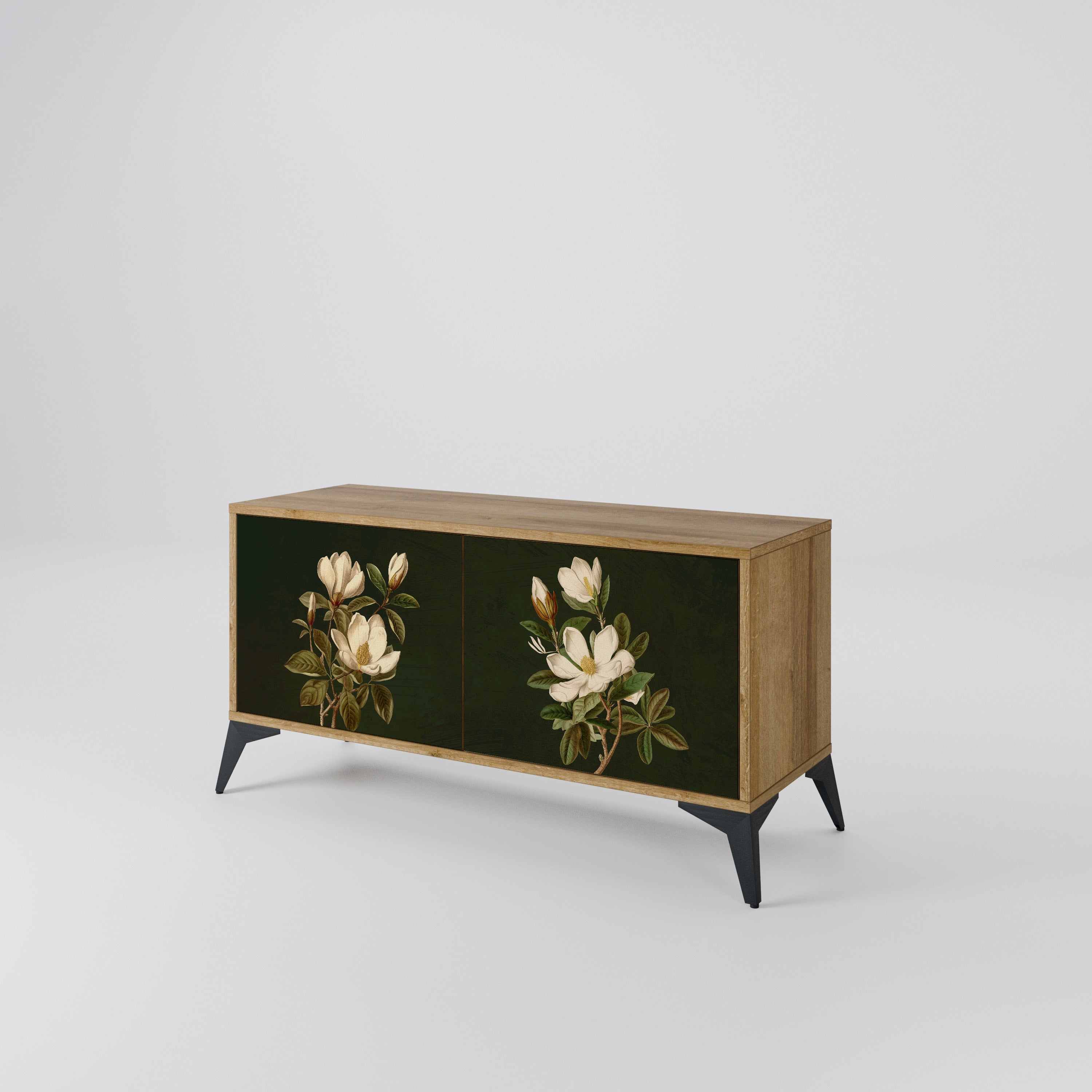 FLORAL NOIR Mueble de TV Compacto de 2 puertas