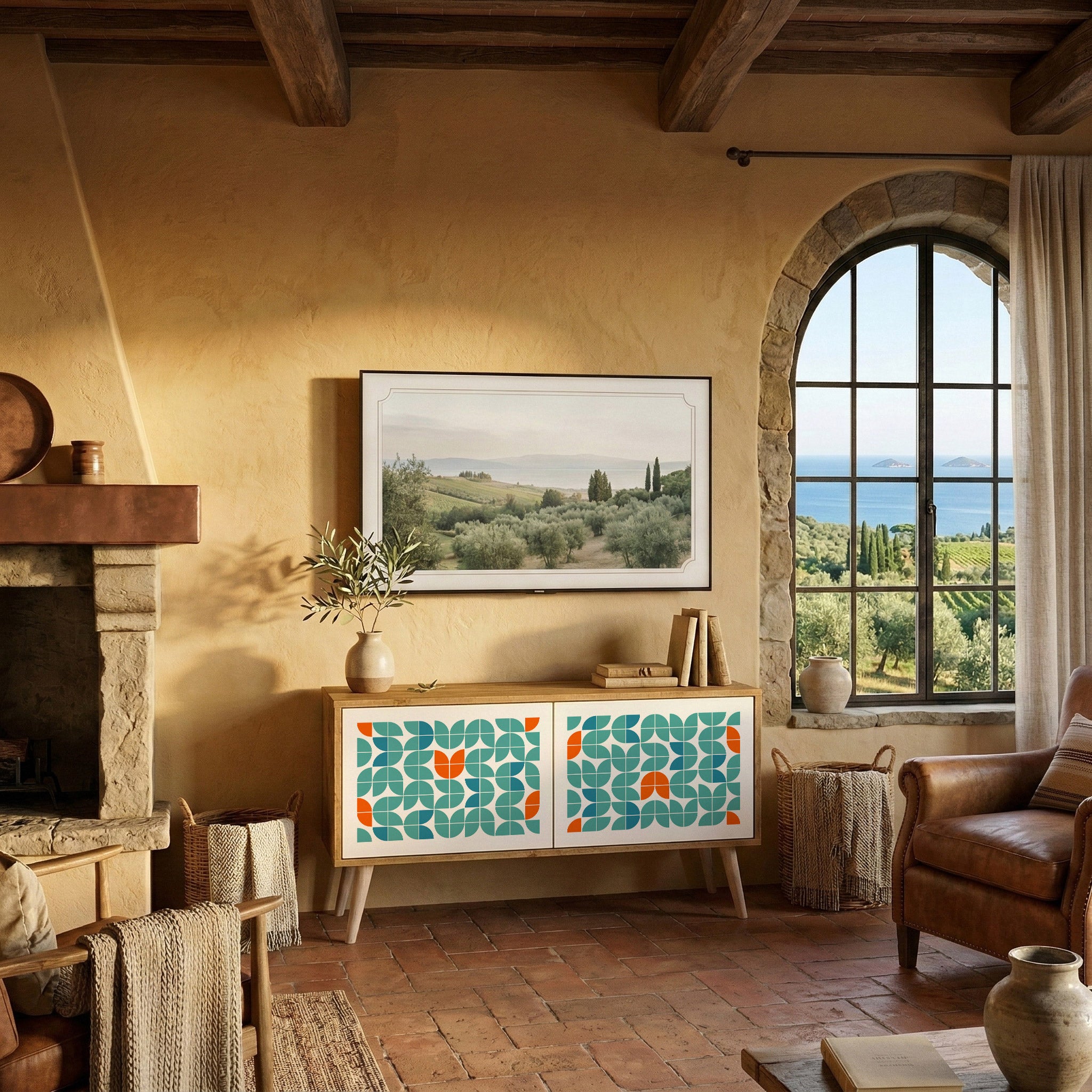 BE THE CHANGE Mueble de TV Compacto de 2 puertas