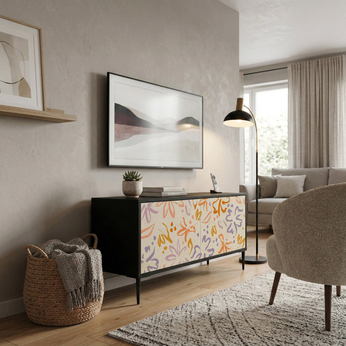 SPRING WHIMSY Mueble de TV Compacto de 2 puertas