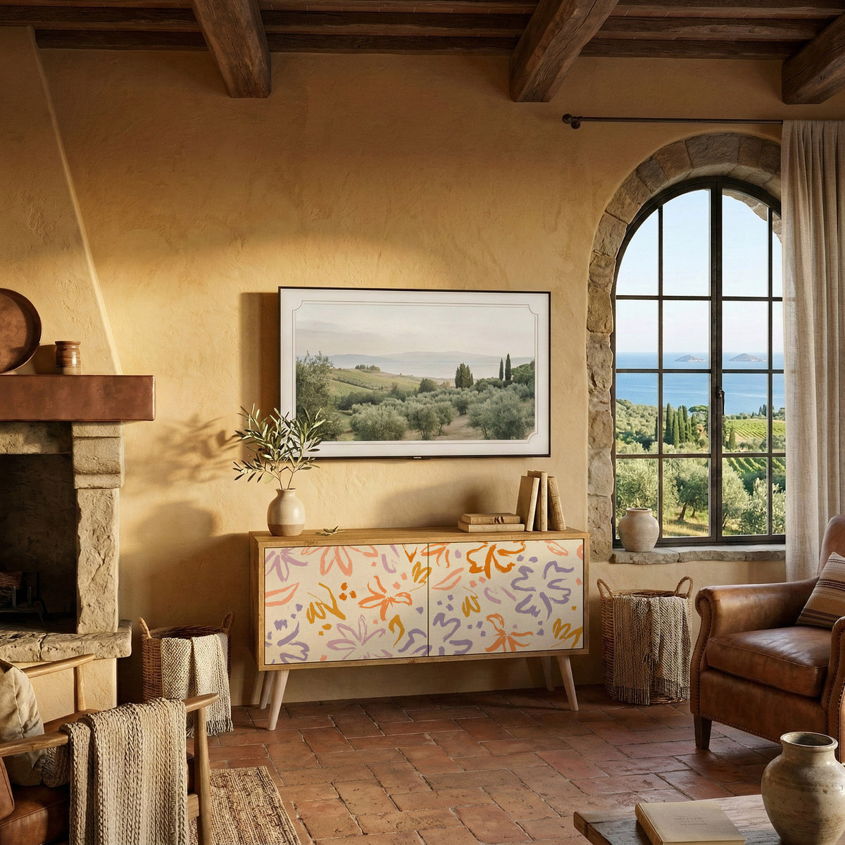 SPRING WHIMSY Mueble de TV Compacto de 2 puertas